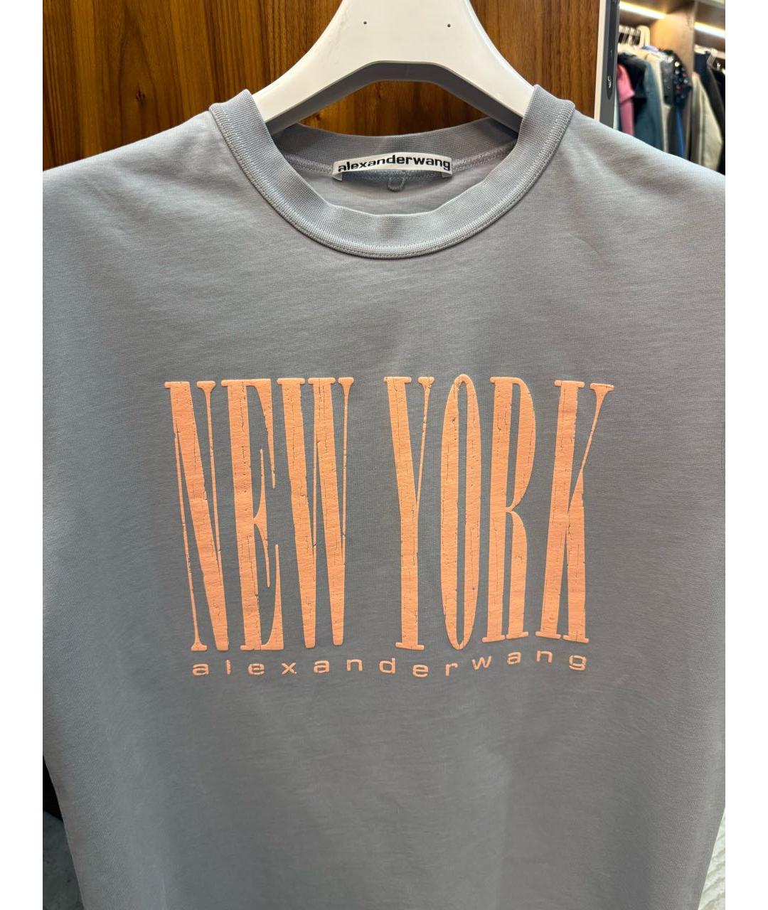 ALEXANDER WANG Серая хлопковая футболка, фото 3