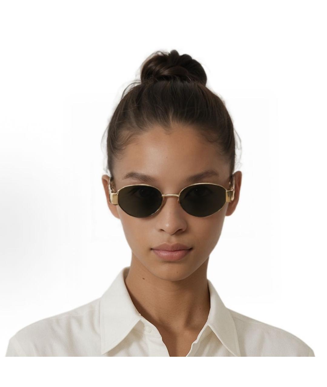 CELINE Золотые металлические солнцезащитные очки, фото 3