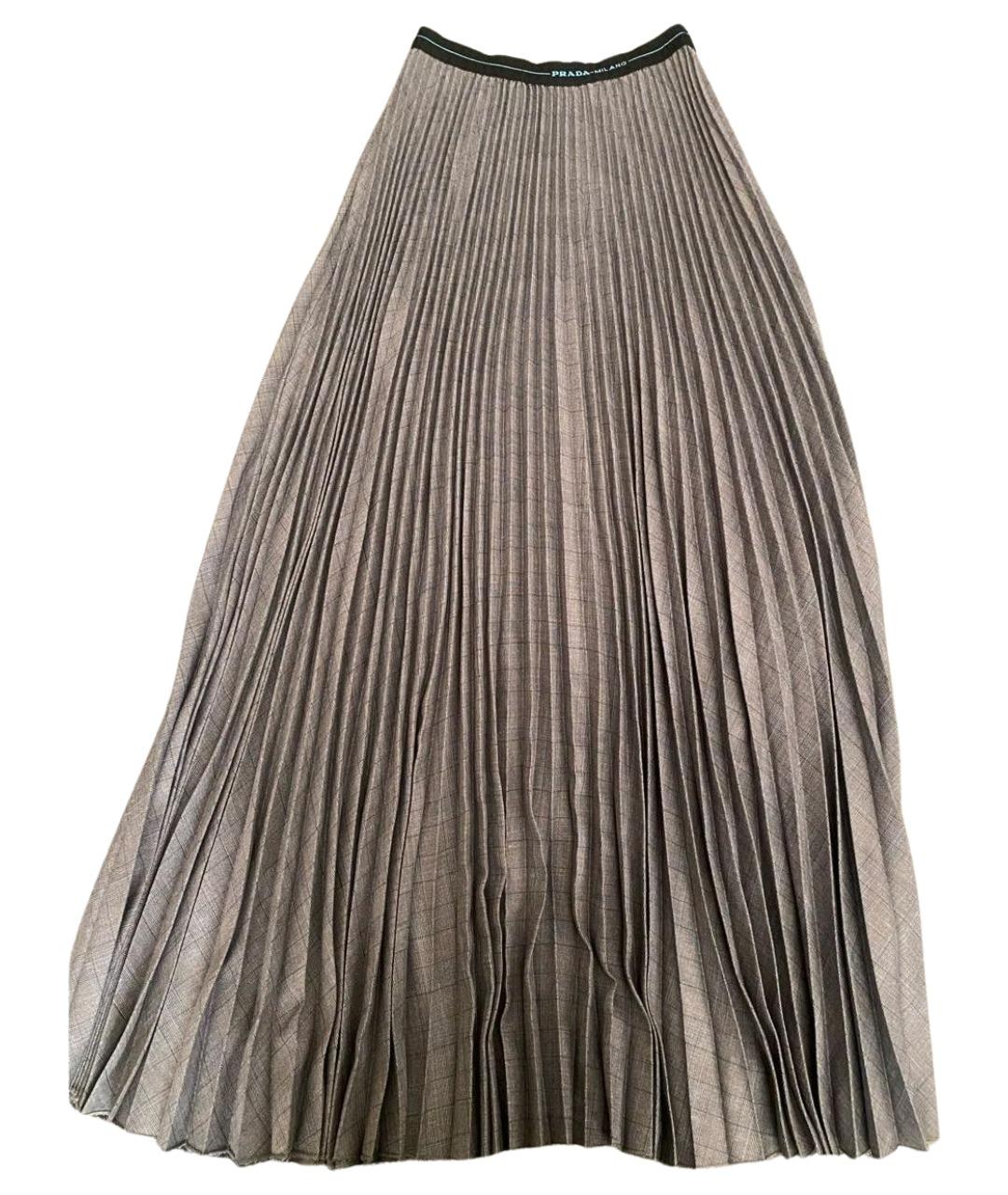 PRADA Серая полиэстеровая юбка макси, фото 1