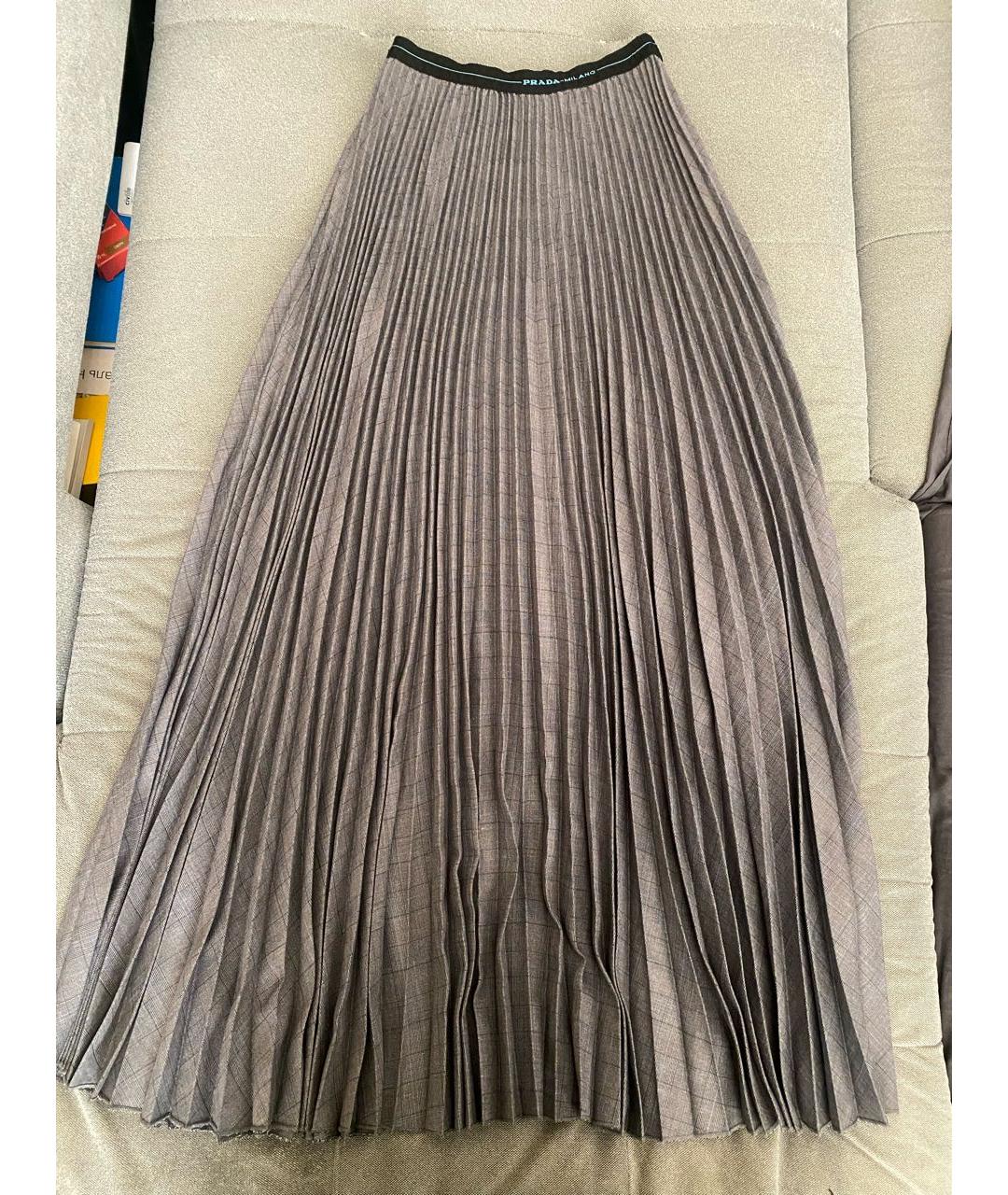 PRADA Серая полиэстеровая юбка макси, фото 5