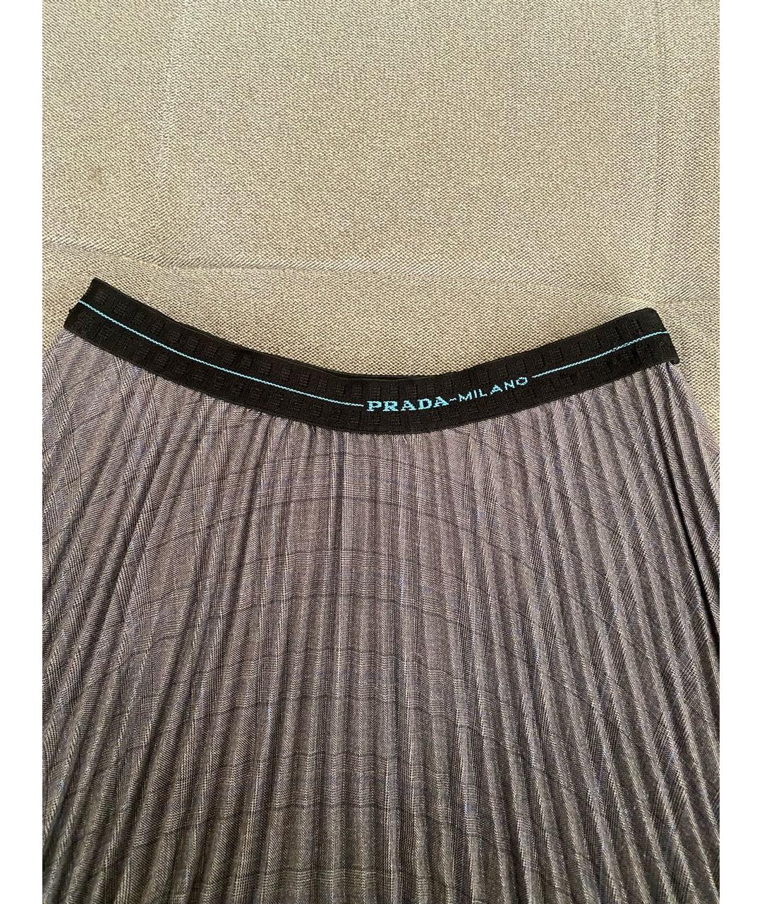 PRADA Серая полиэстеровая юбка макси, фото 3