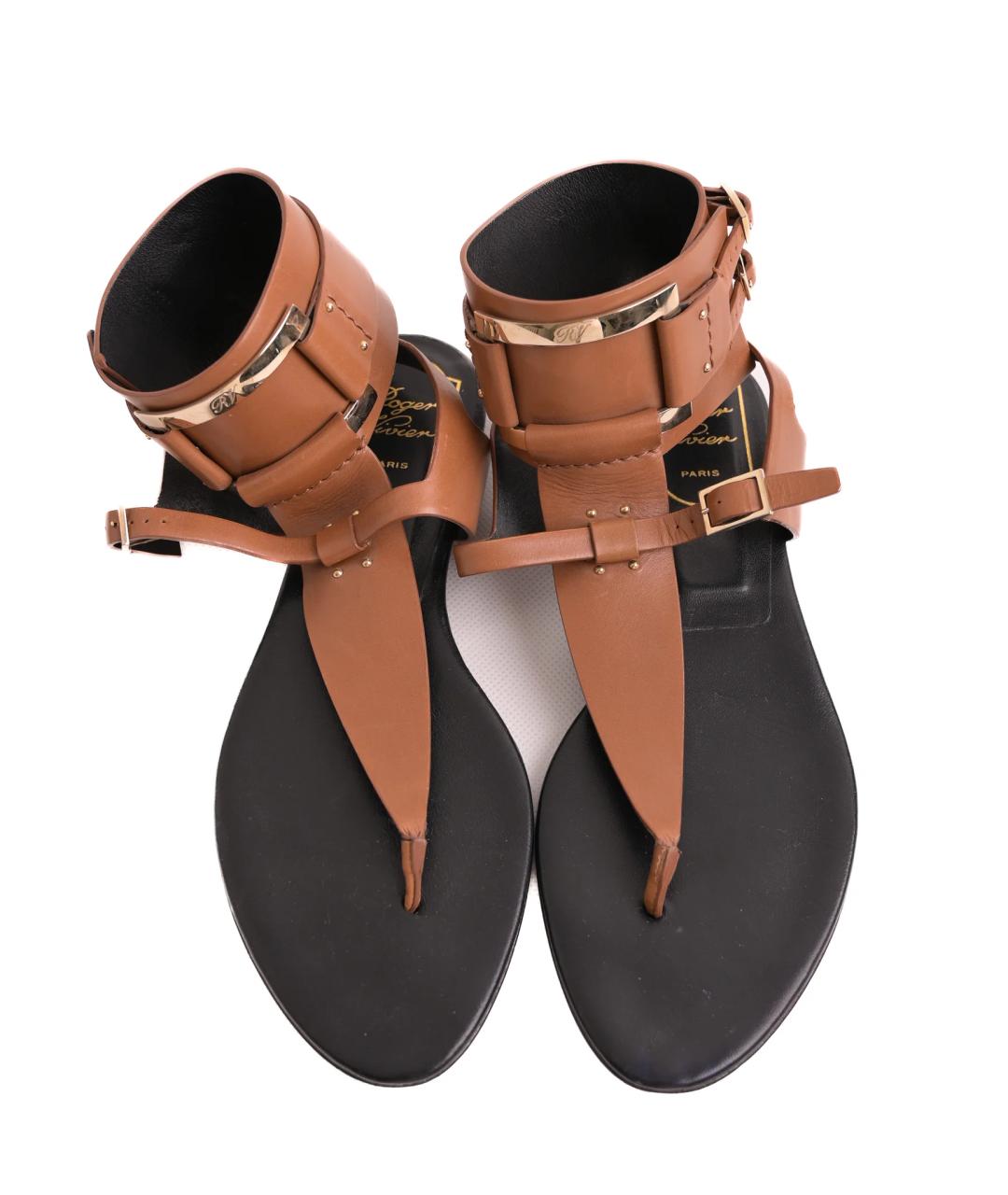 ROGER VIVIER Оранжевое кожаные сандалии, фото 2