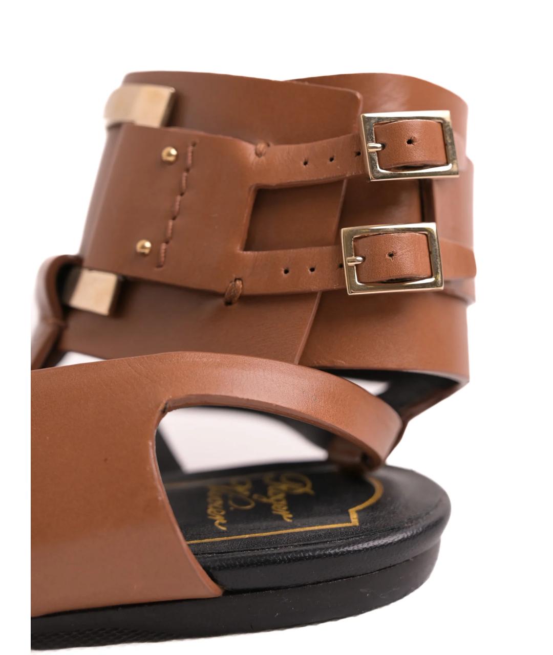 ROGER VIVIER Оранжевое кожаные сандалии, фото 4