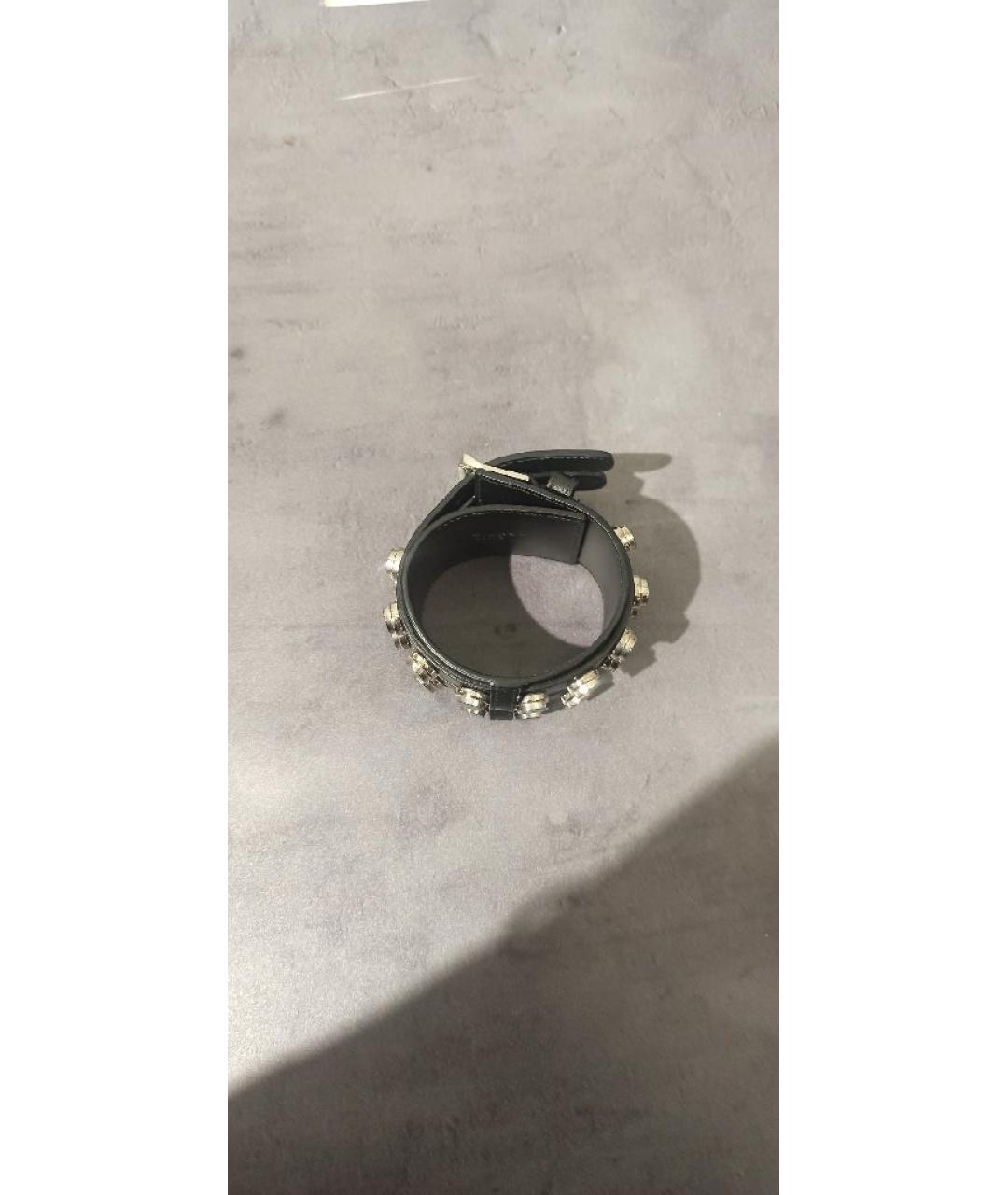 SAINT LAURENT Черный кожаный браслет, фото 2