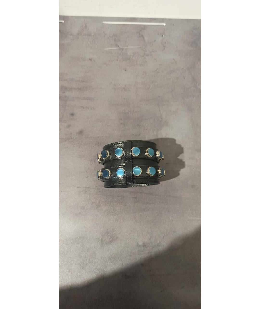 SAINT LAURENT Черный кожаный браслет, фото 8