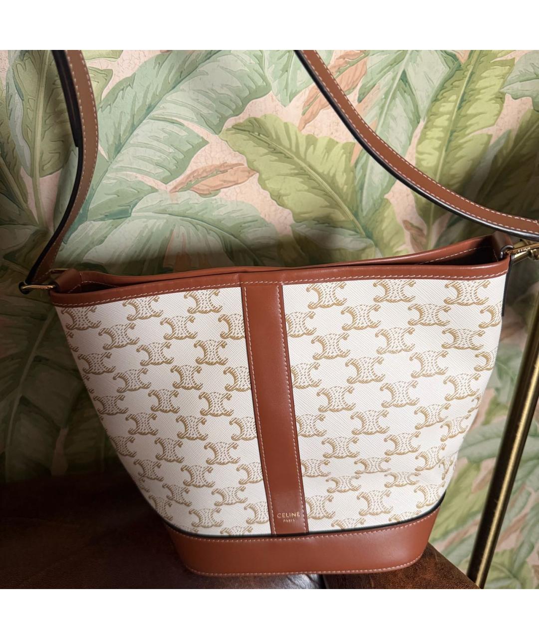 CELINE Белая кожаная сумка через плечо, фото 5