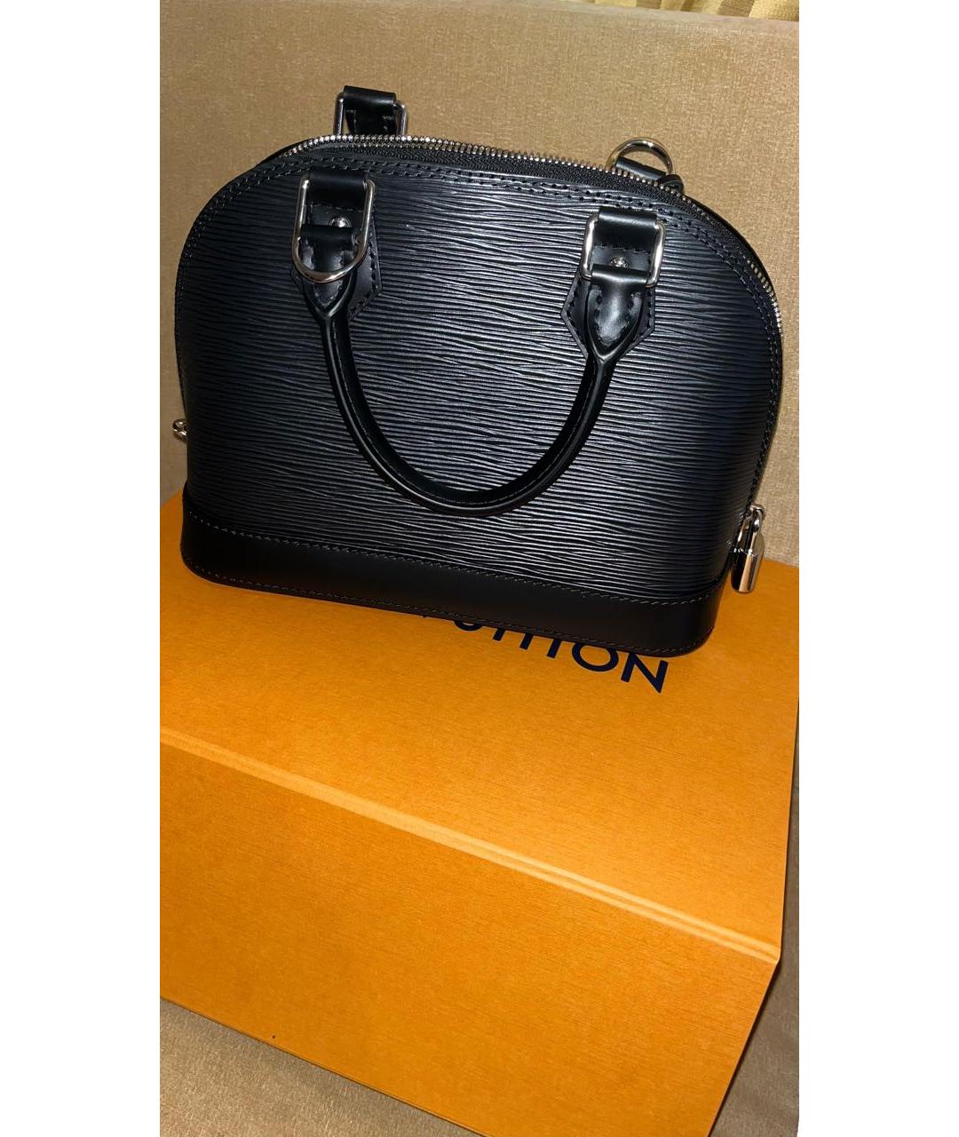 LOUIS VUITTON Черная кожаная сумка с короткими ручками, фото 3