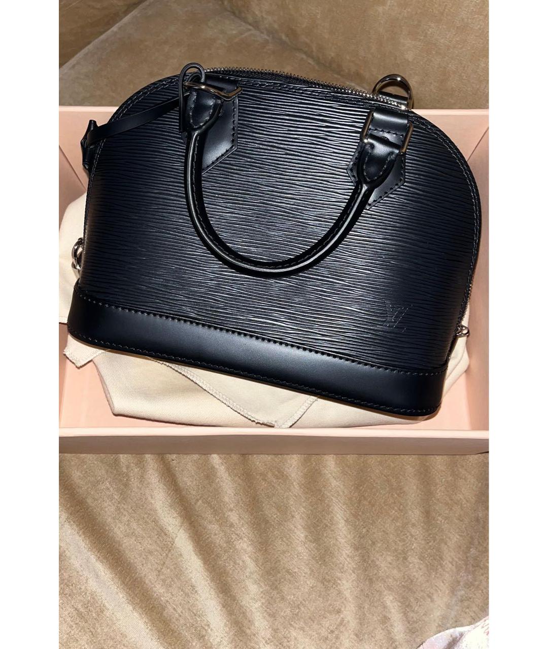 LOUIS VUITTON Черная кожаная сумка с короткими ручками, фото 5