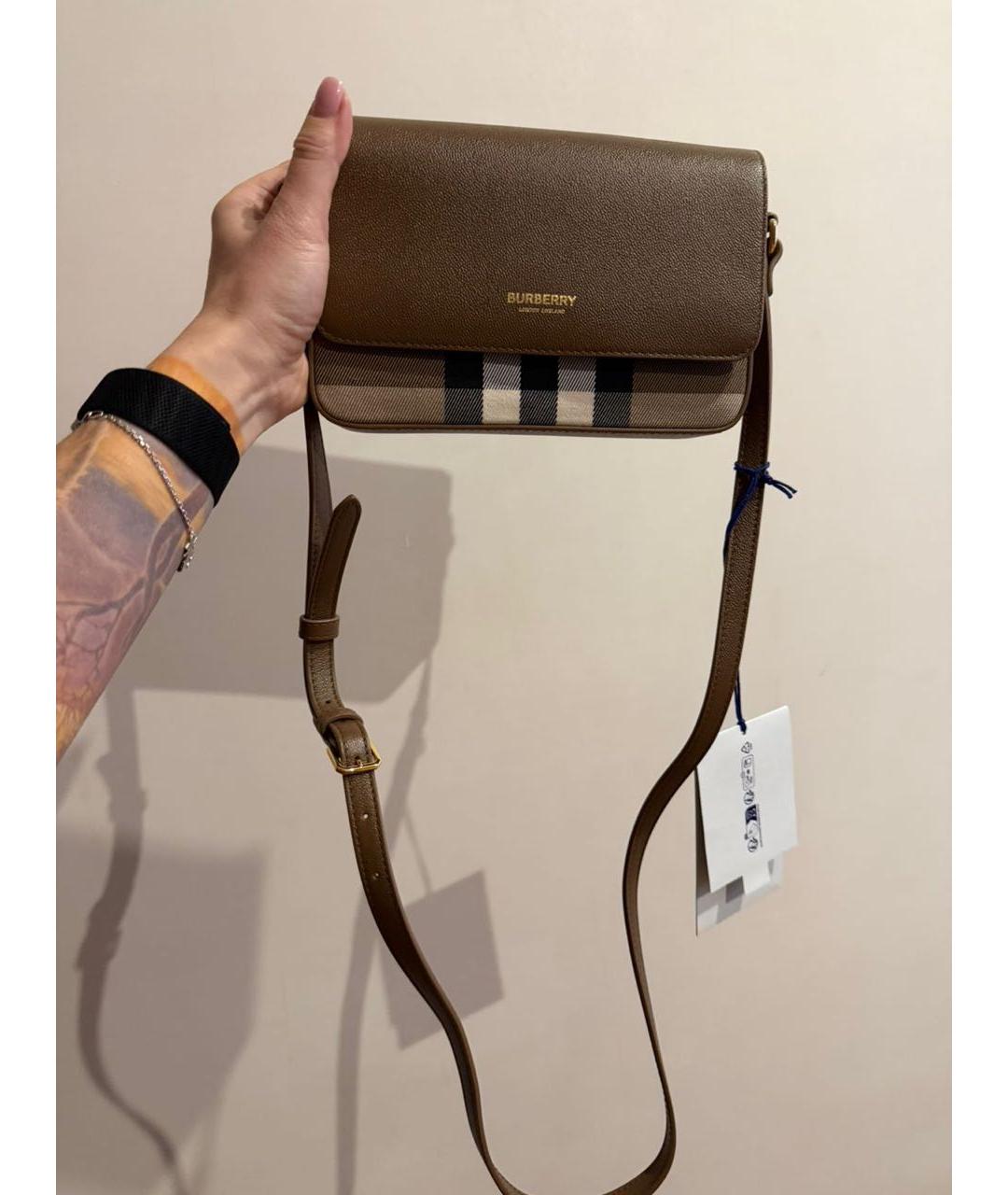 BURBERRY Коричневая кожаная сумка через плечо, фото 2