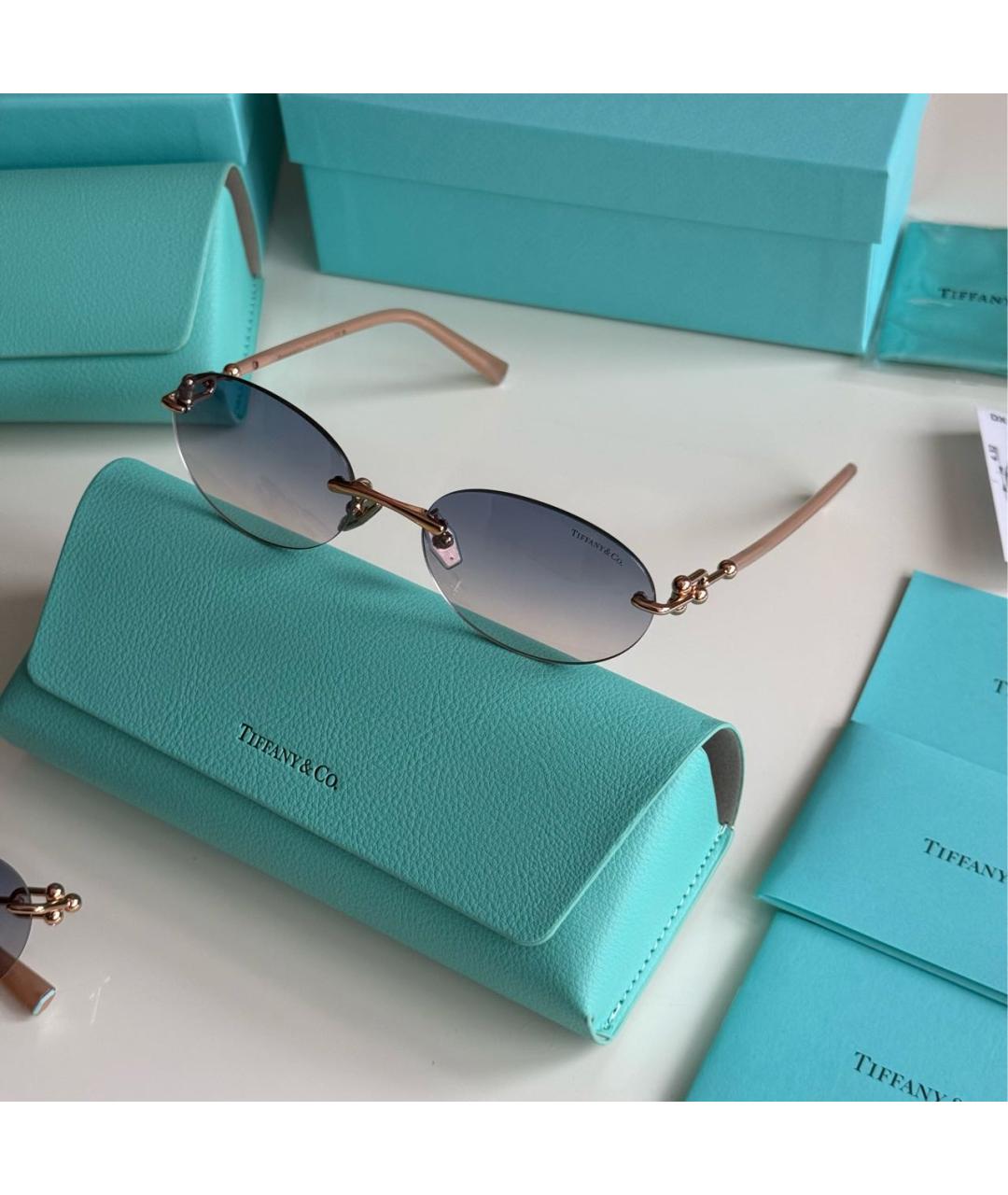 TIFFANY&CO Голубые металлические солнцезащитные очки, фото 2