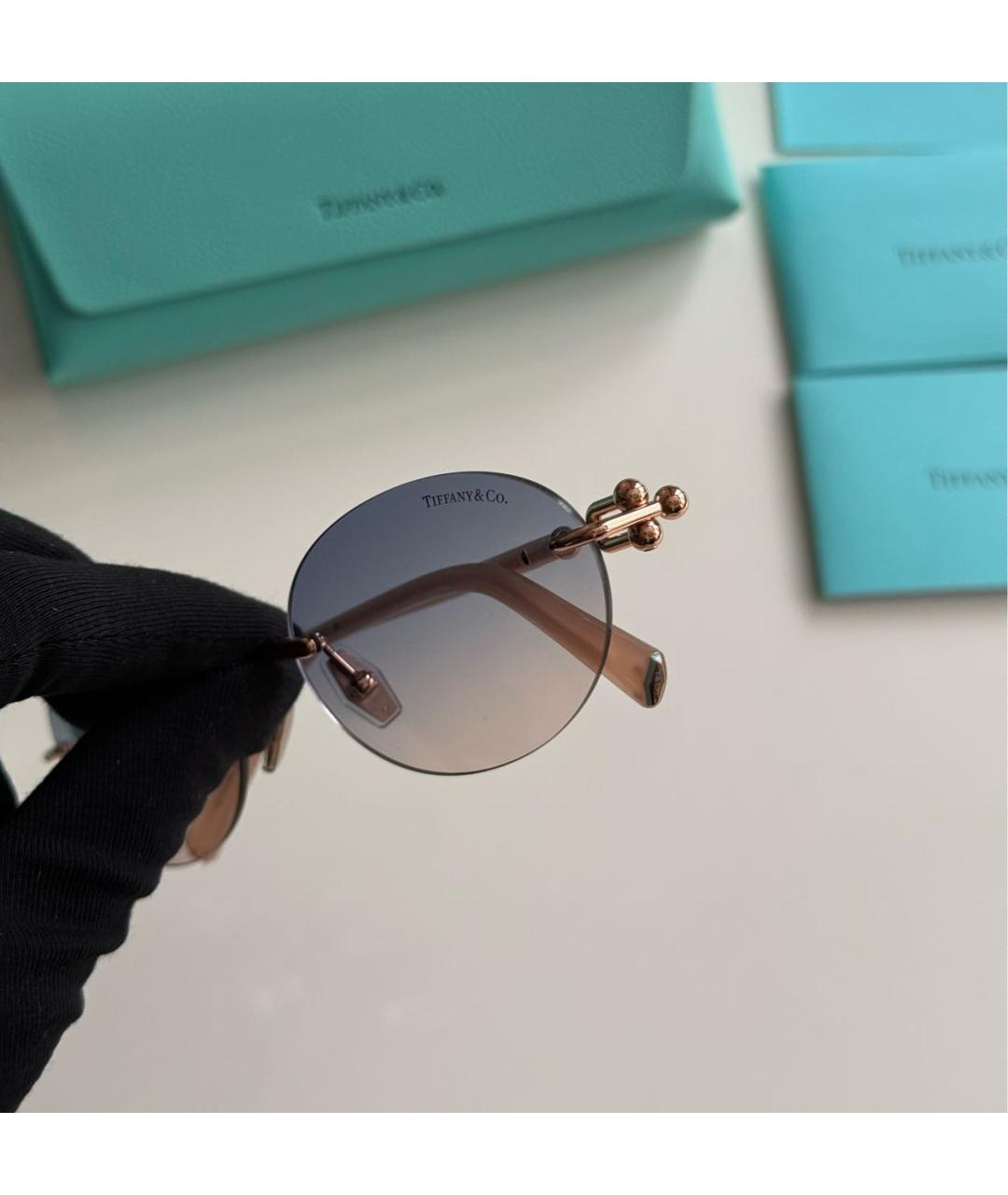 TIFFANY&CO Голубые металлические солнцезащитные очки, фото 4