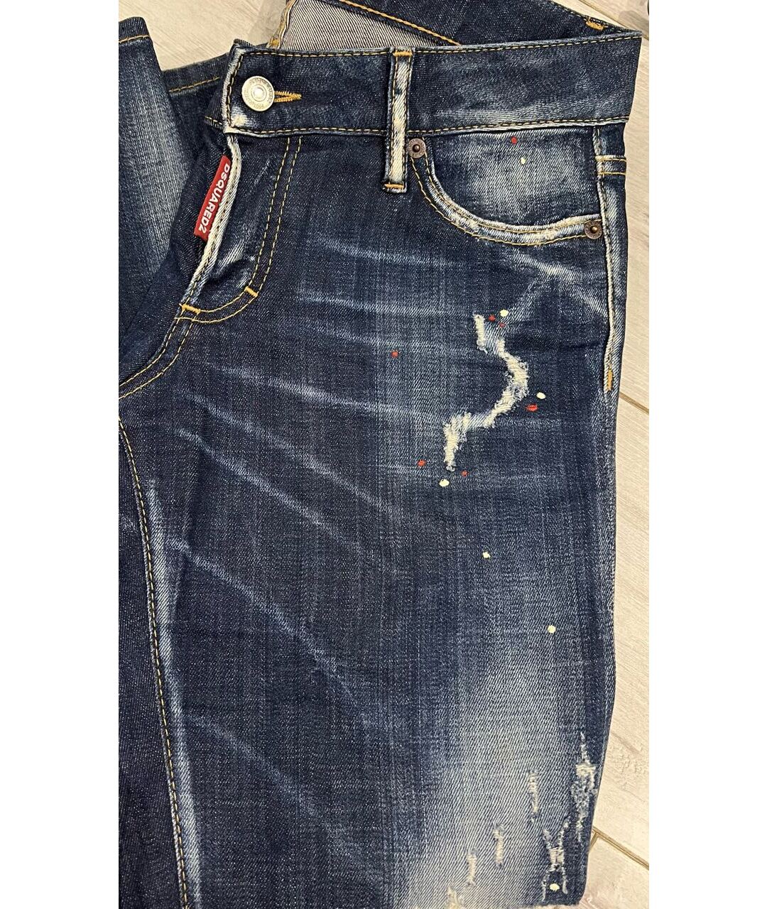 DSQUARED2 Синие хлопко-эластановые прямые джинсы, фото 5