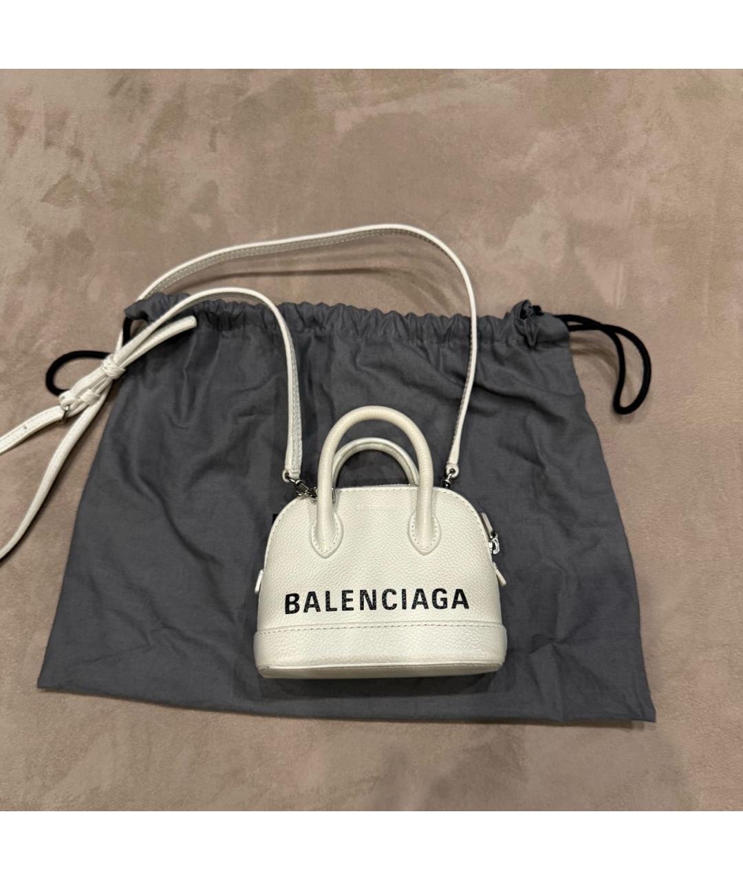 BALENCIAGA Белая кожаная сумка с короткими ручками, фото 3