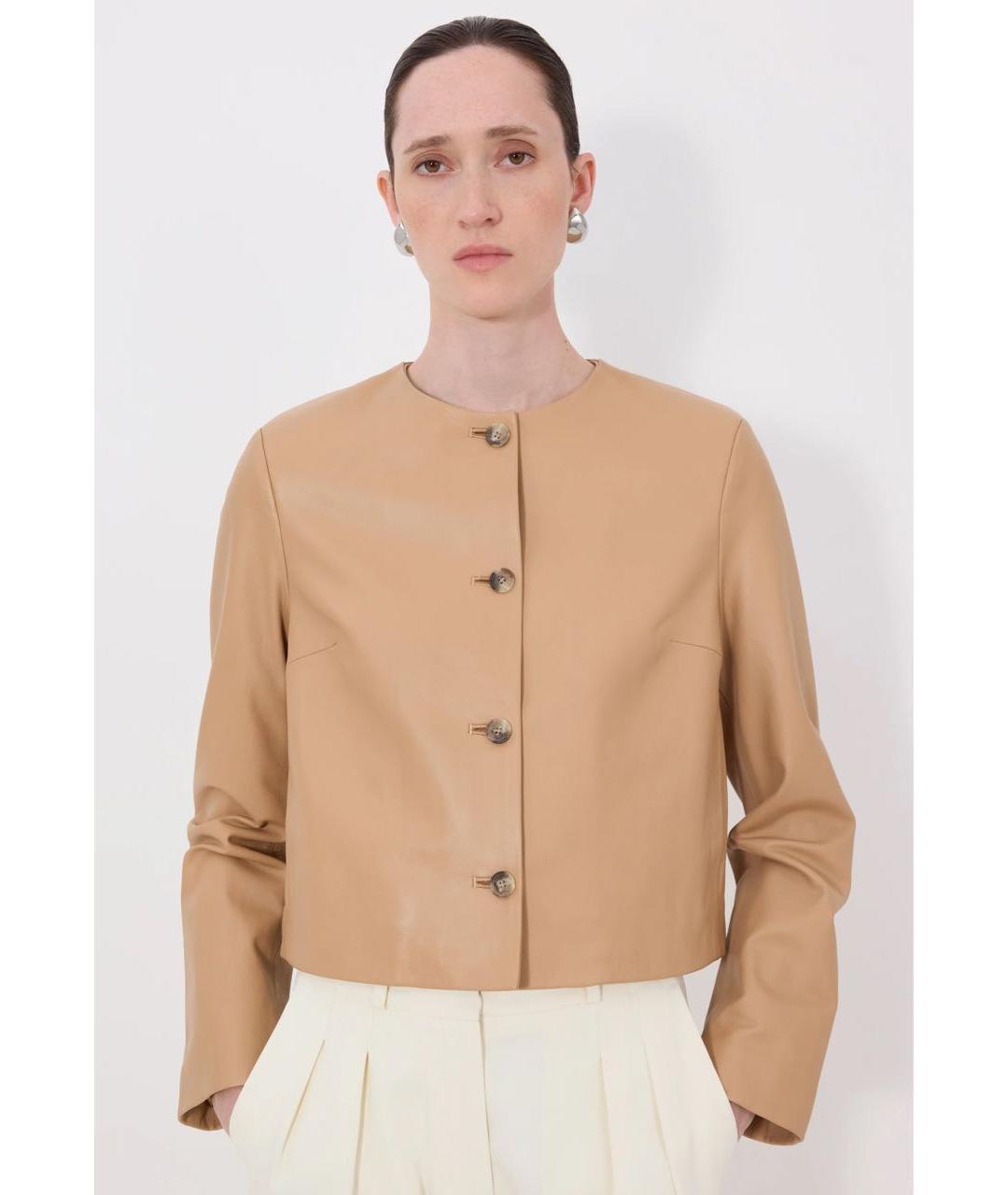 LOULOU DE SAISON Бежевая кожаная куртка, фото 2