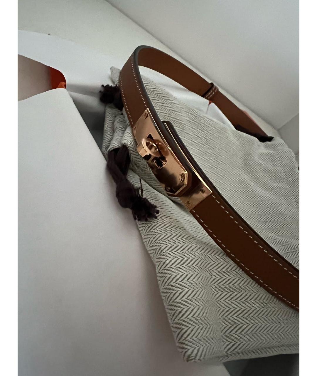 HERMES Коричневый кожаный ремень, фото 5