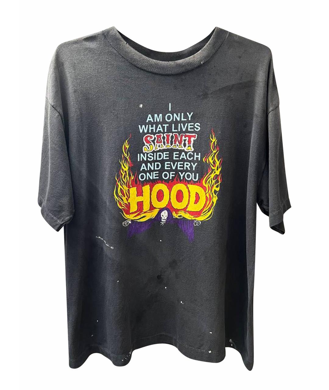 Saint Michael Антрацитовая хлопковая футболка, фото 1