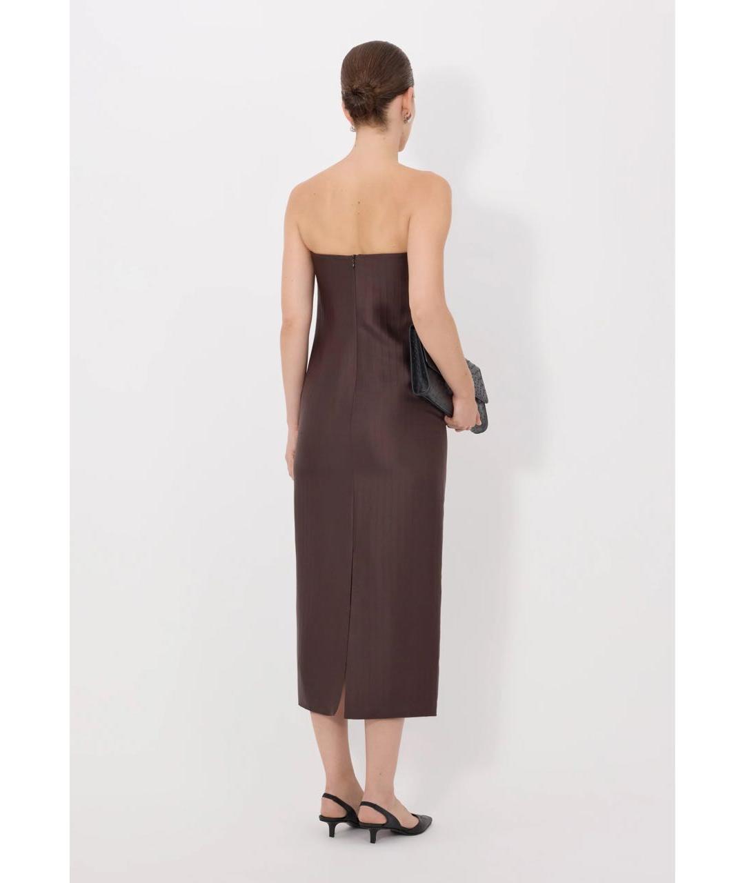 LOULOU DE SAISON Коричневое шелковое вечернее платье, фото 4