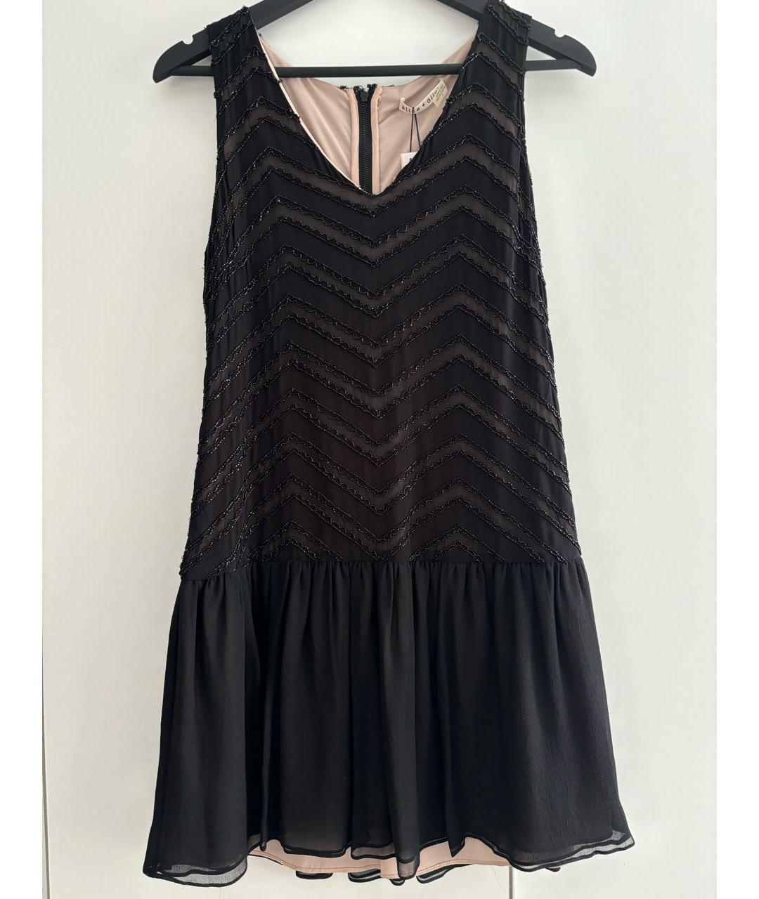 ALICE+OLIVIA Черное шелковое коктейльное платье, фото 5