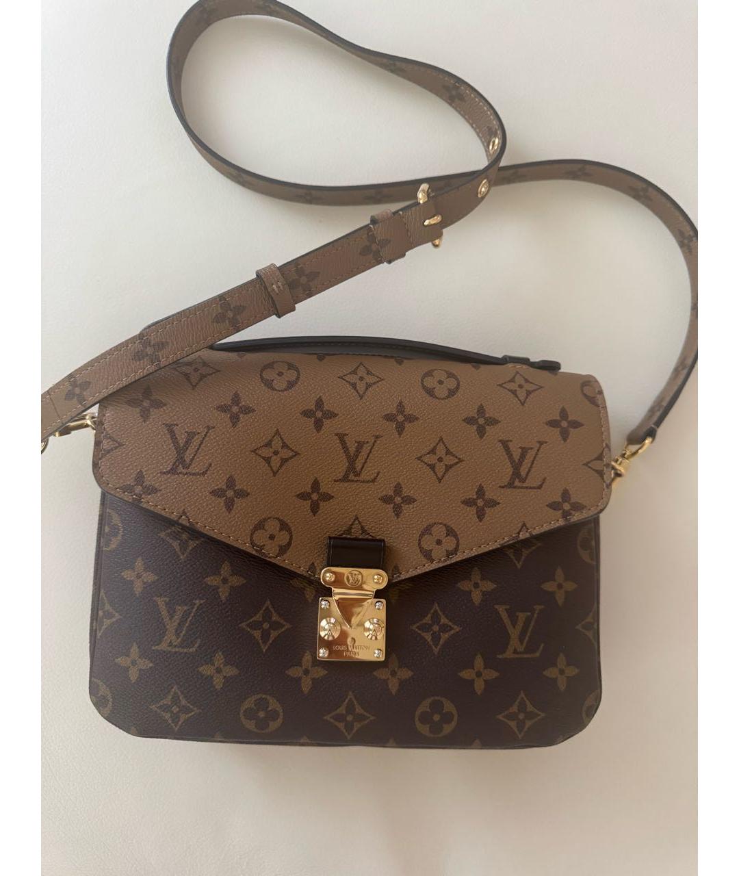 LOUIS VUITTON Коричневая кожаная сумка через плечо, фото 9