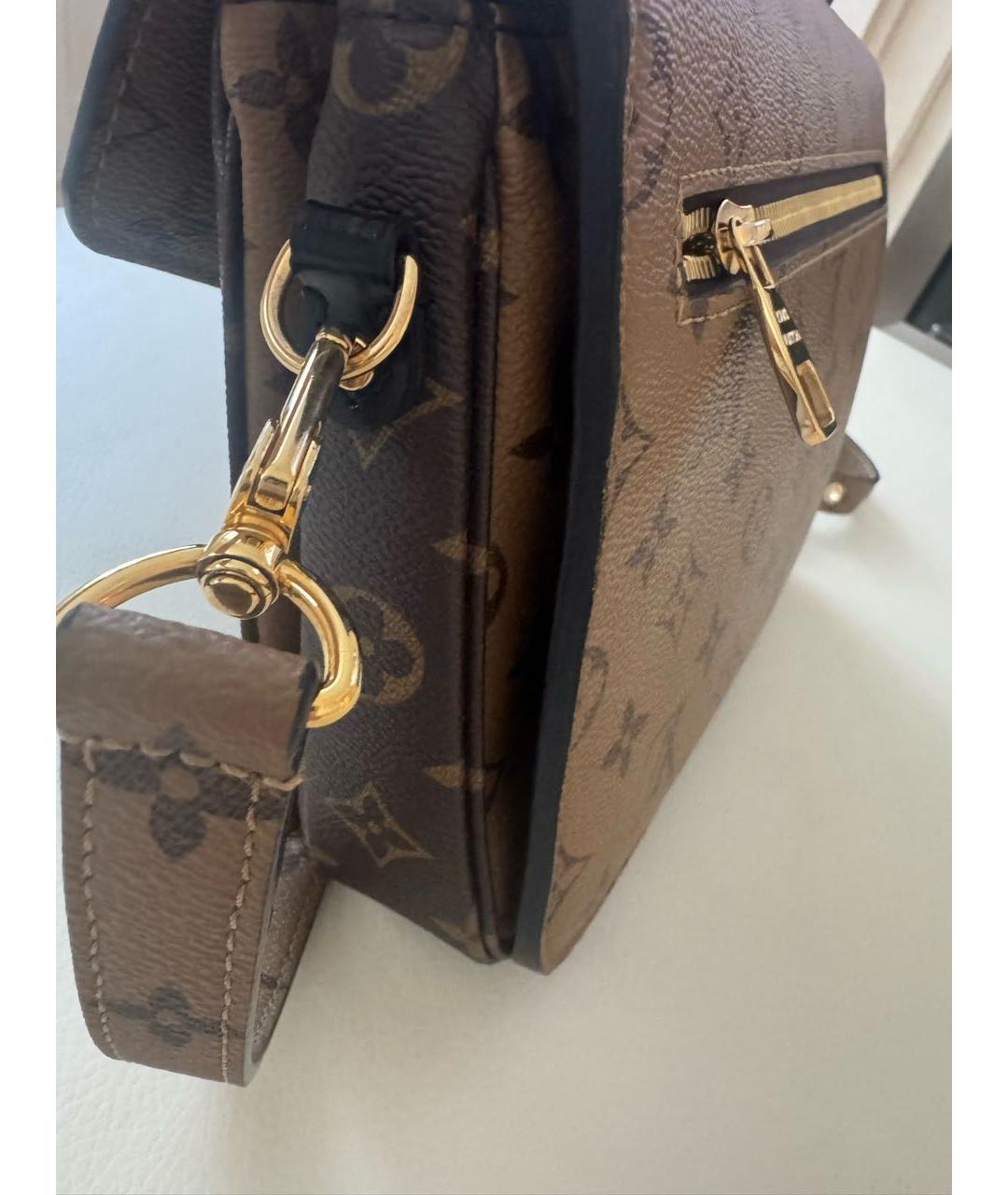 LOUIS VUITTON Коричневая кожаная сумка через плечо, фото 6