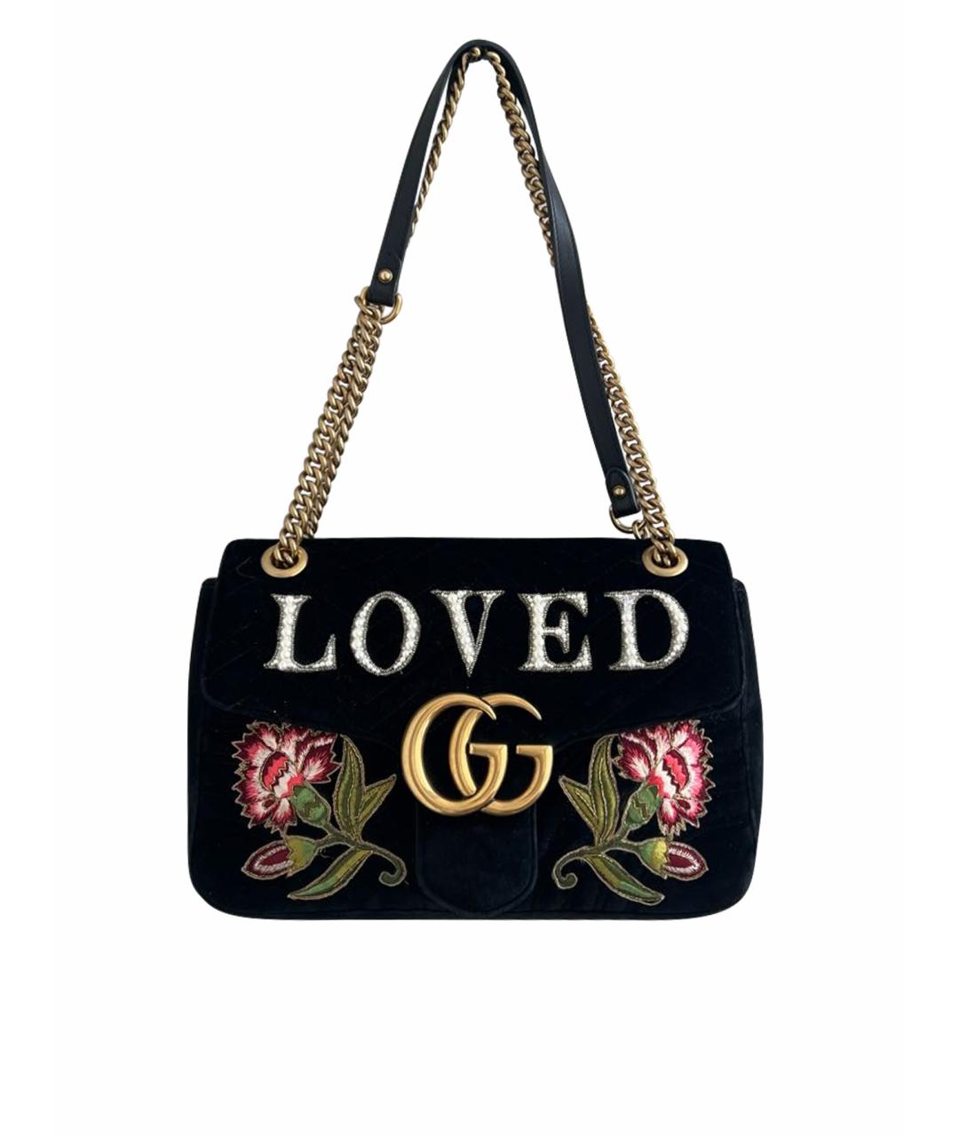 GUCCI Черная бархатная сумка через плечо, фото 1