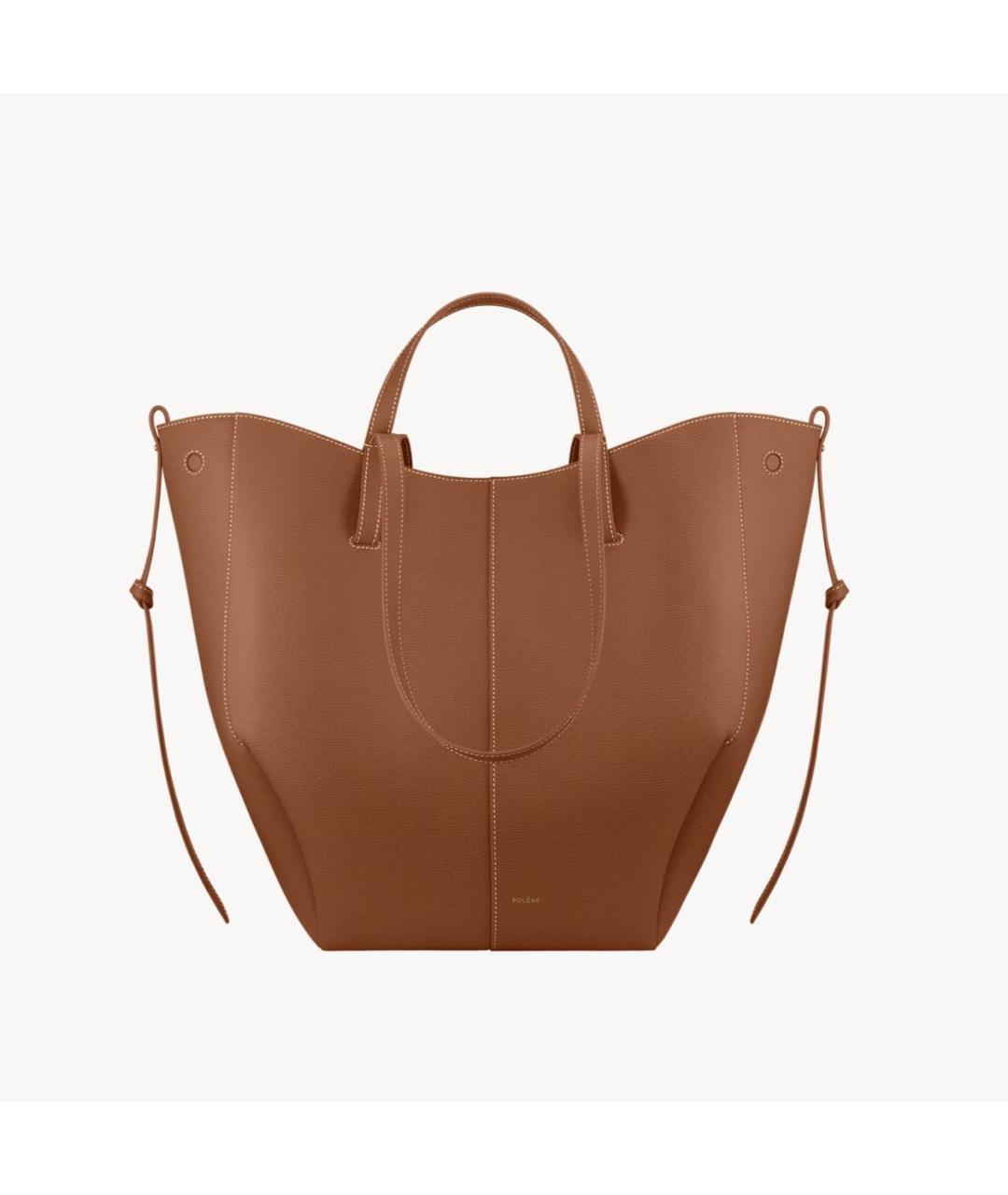 POLENE Коричневая кожаная сумка тоут, фото 4