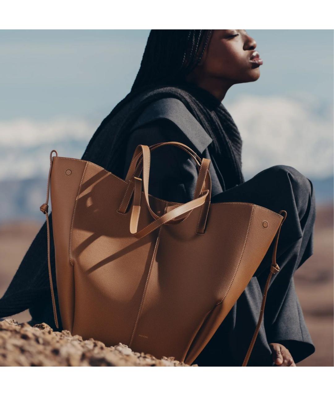 POLENE Коричневая кожаная сумка тоут, фото 3