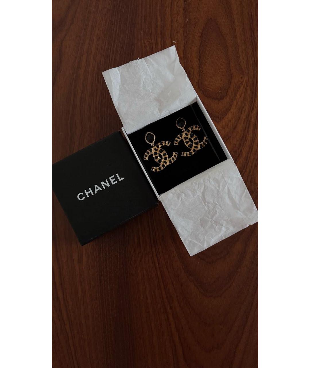 CHANEL Черные металлические серьги, фото 8