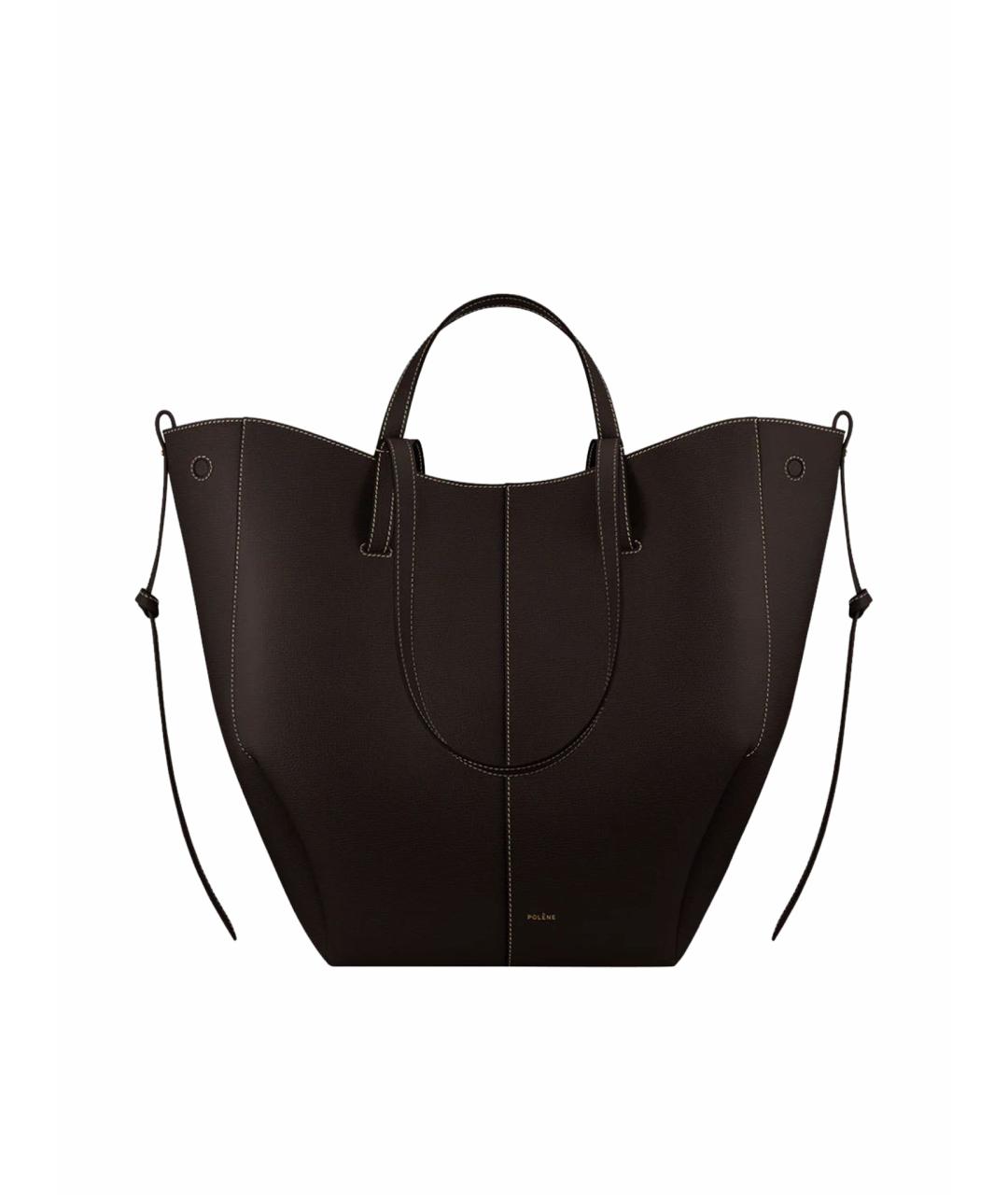 POLENE Коричневая кожаная сумка тоут, фото 1