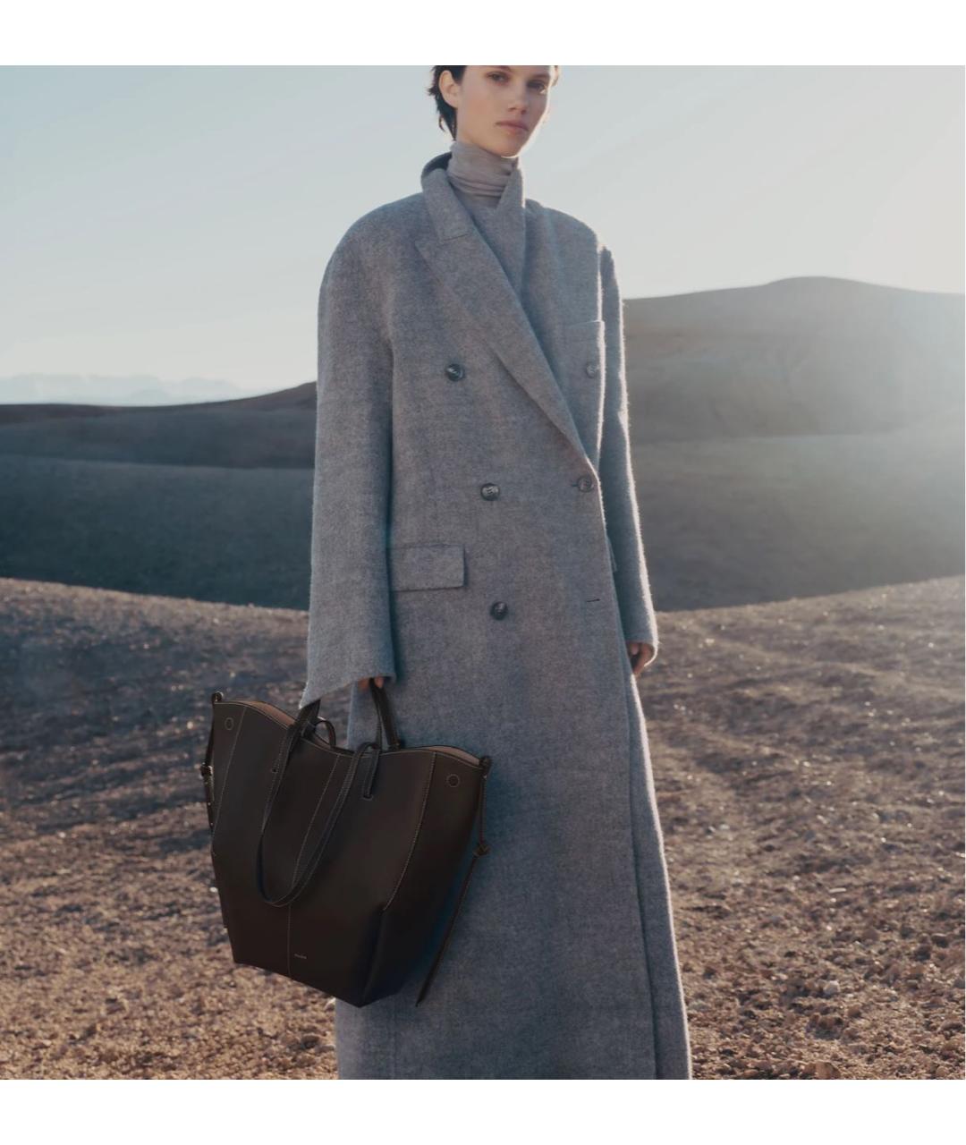 POLENE Коричневая кожаная сумка тоут, фото 2