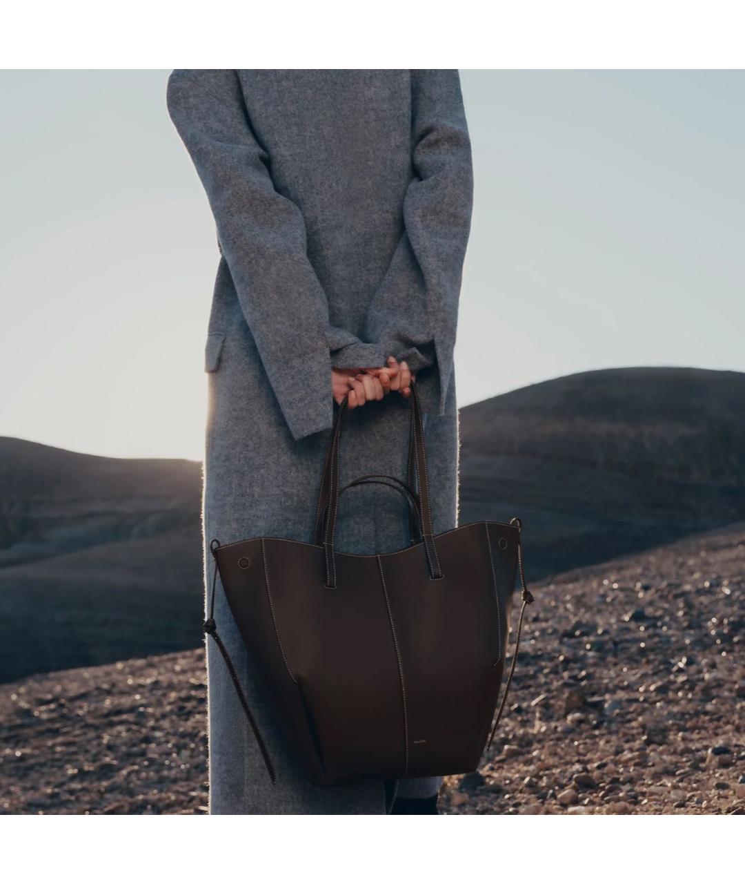 POLENE Коричневая кожаная сумка тоут, фото 3