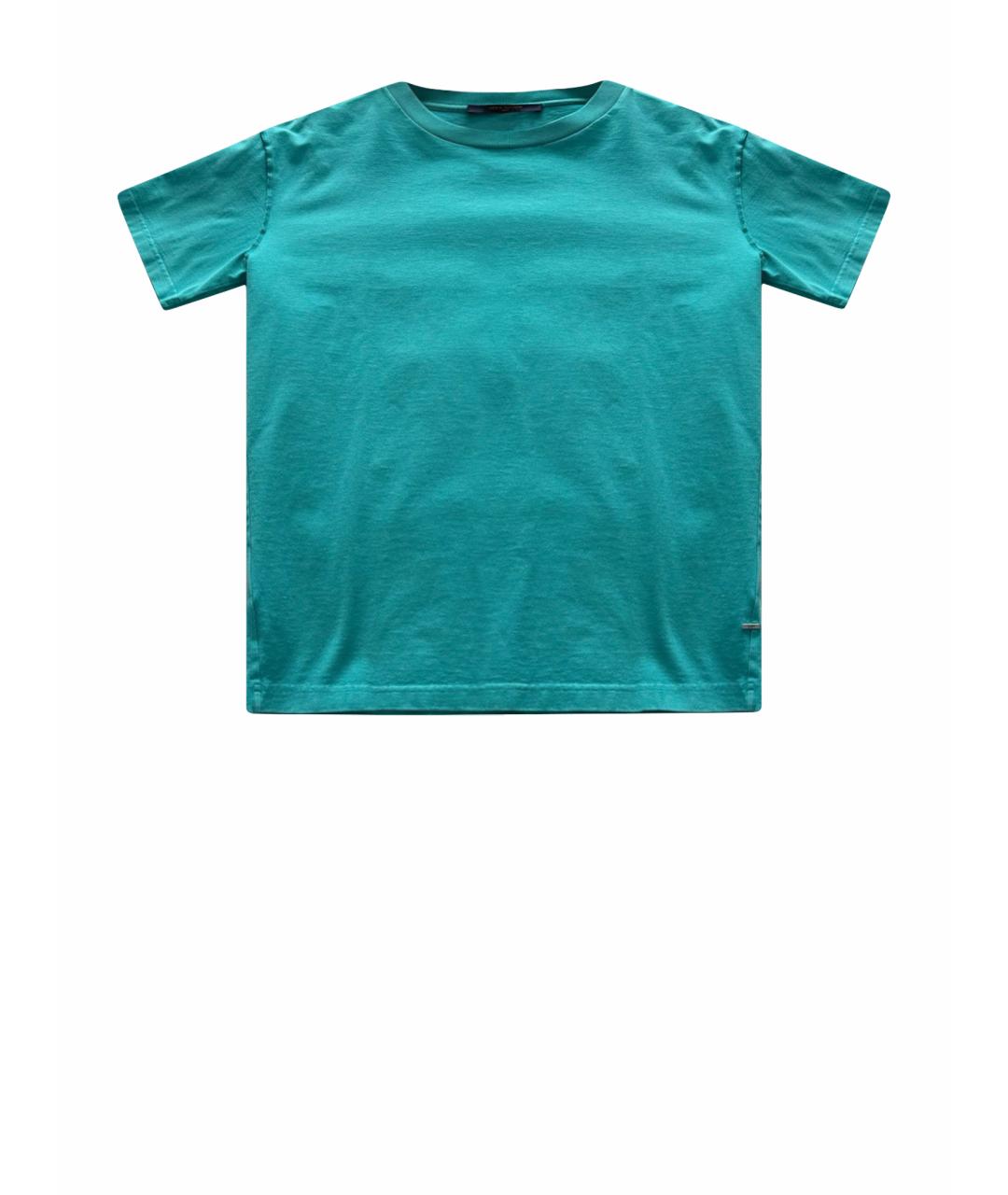 LOUIS VUITTON Бирюзовая хлопковая футболка, фото 1