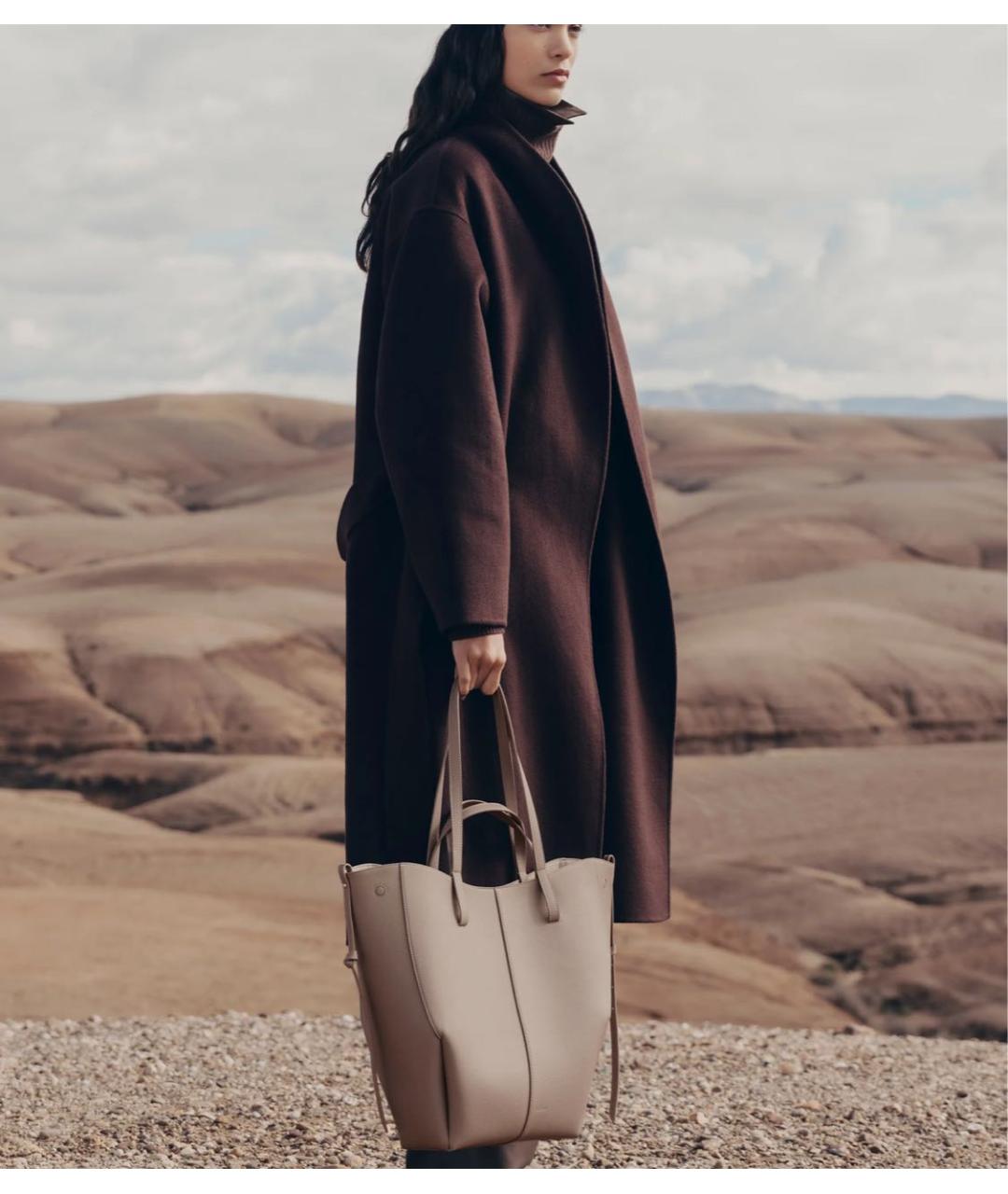 POLENE Бежевая кожаная сумка тоут, фото 3