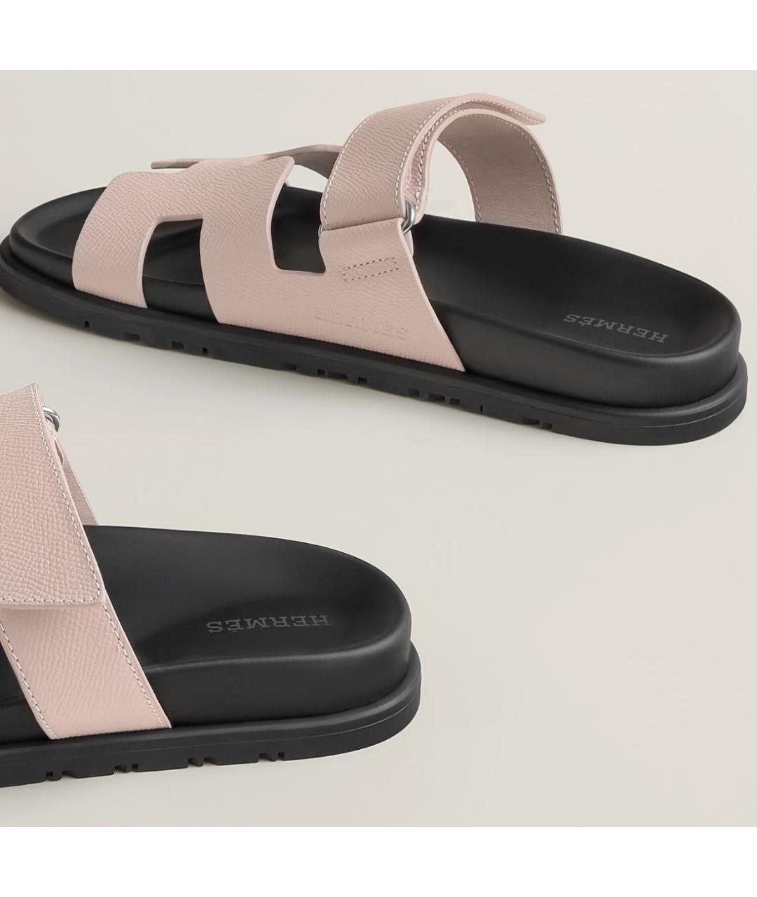 HERMES Розовые шлепанцы, фото 5