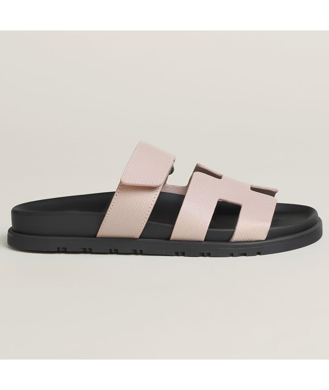 HERMES Розовые шлепанцы, фото 7