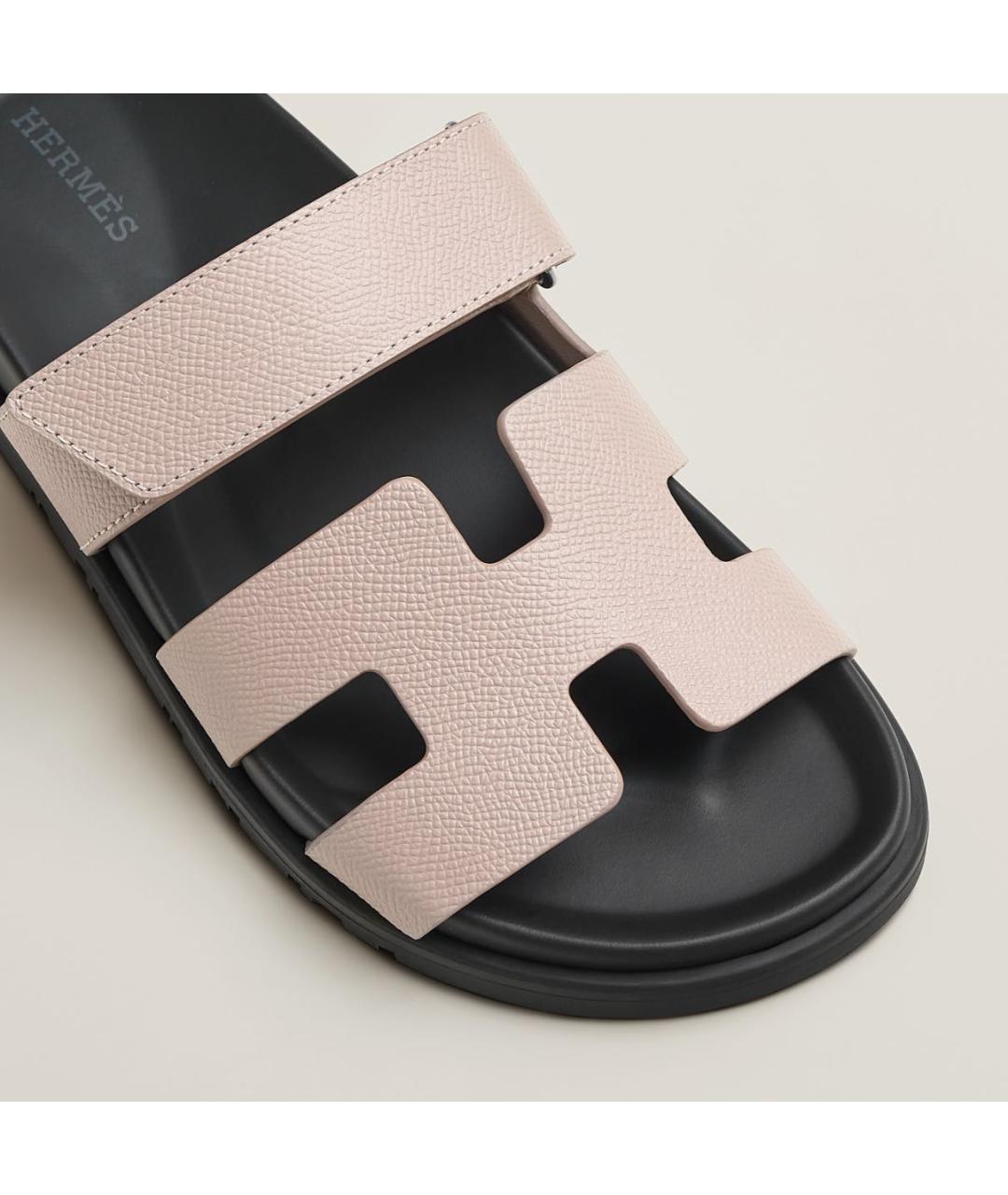 HERMES Розовые шлепанцы, фото 4