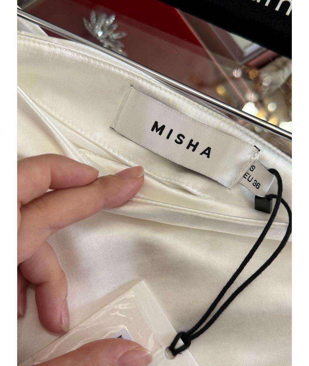 MISHA COLLECTION Белая полиэстеровая юбка макси, фото 3