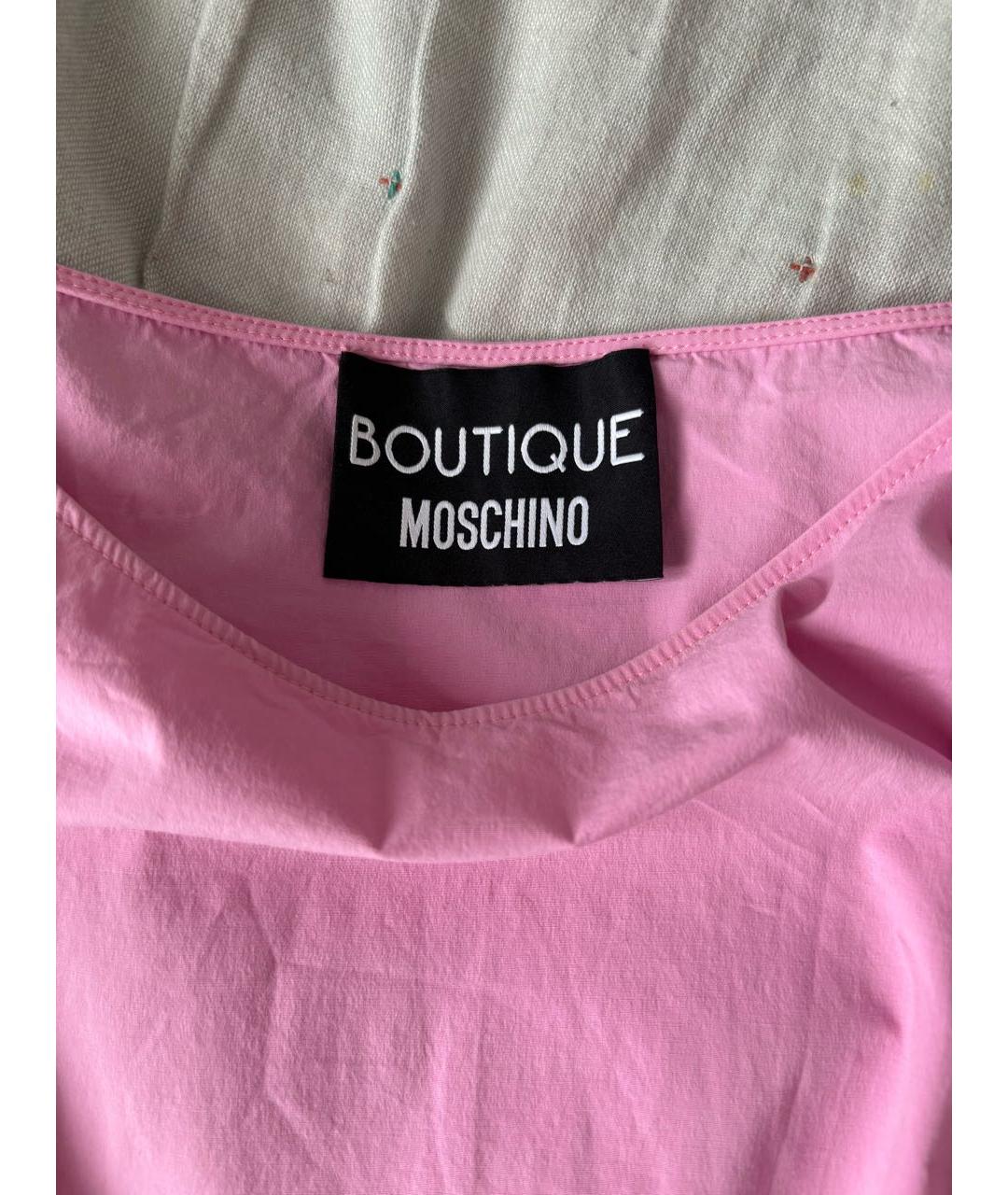 BOUTIQUE MOSCHINO Розовое хлопко-эластановое повседневное платье, фото 3