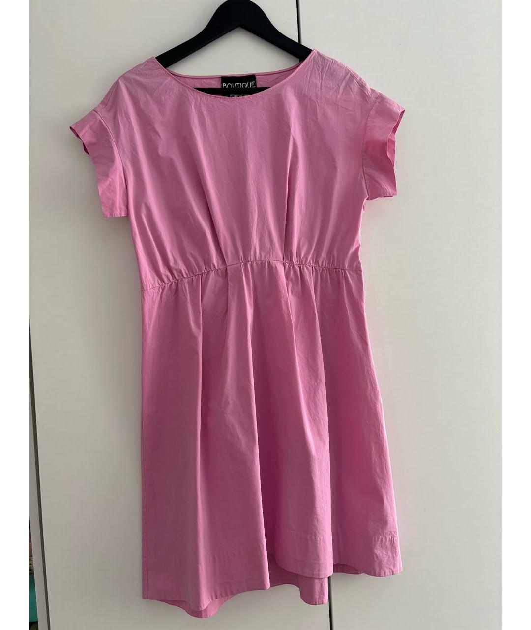BOUTIQUE MOSCHINO Розовое хлопко-эластановое повседневное платье, фото 5