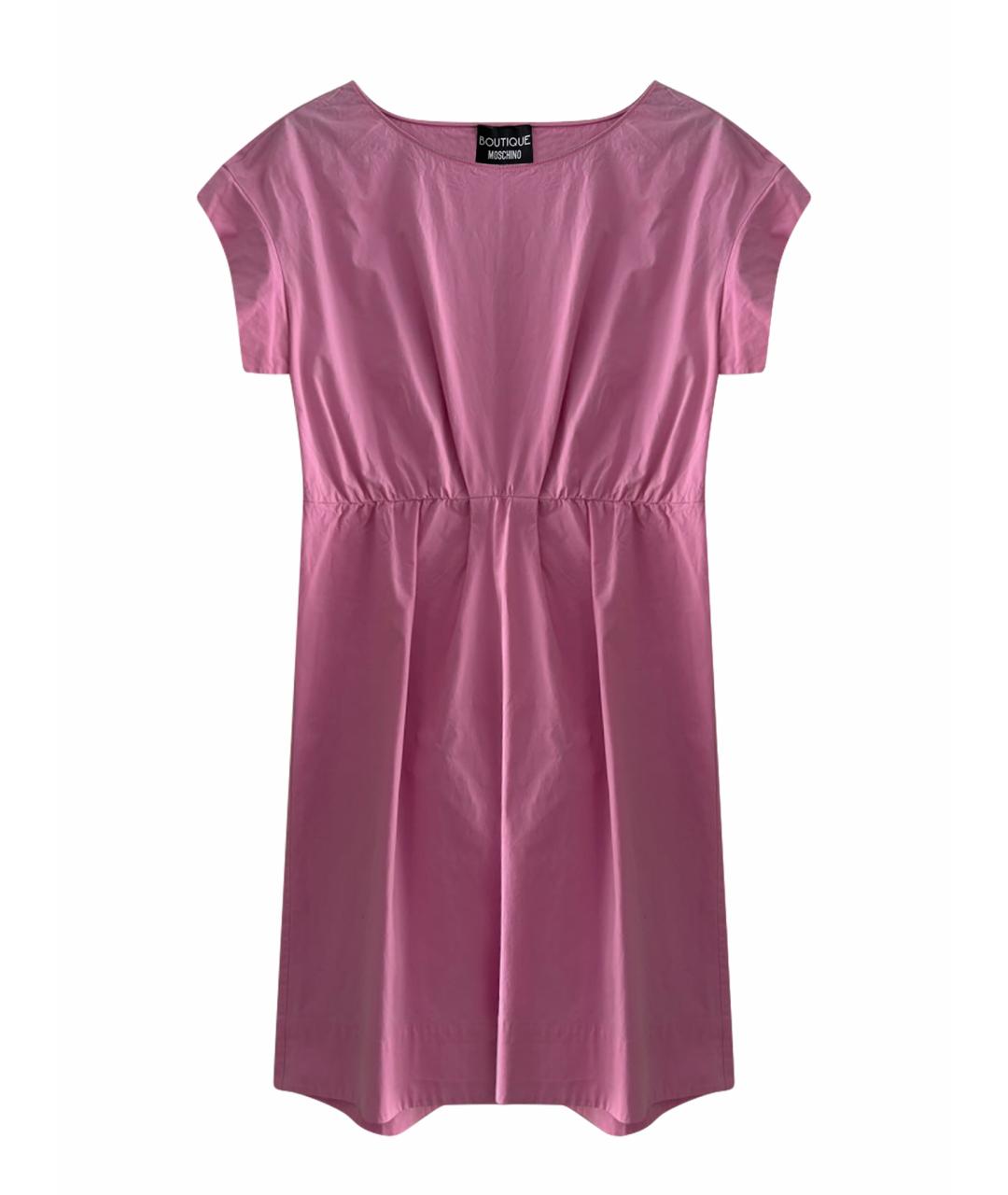 BOUTIQUE MOSCHINO Розовое хлопко-эластановое повседневное платье, фото 1