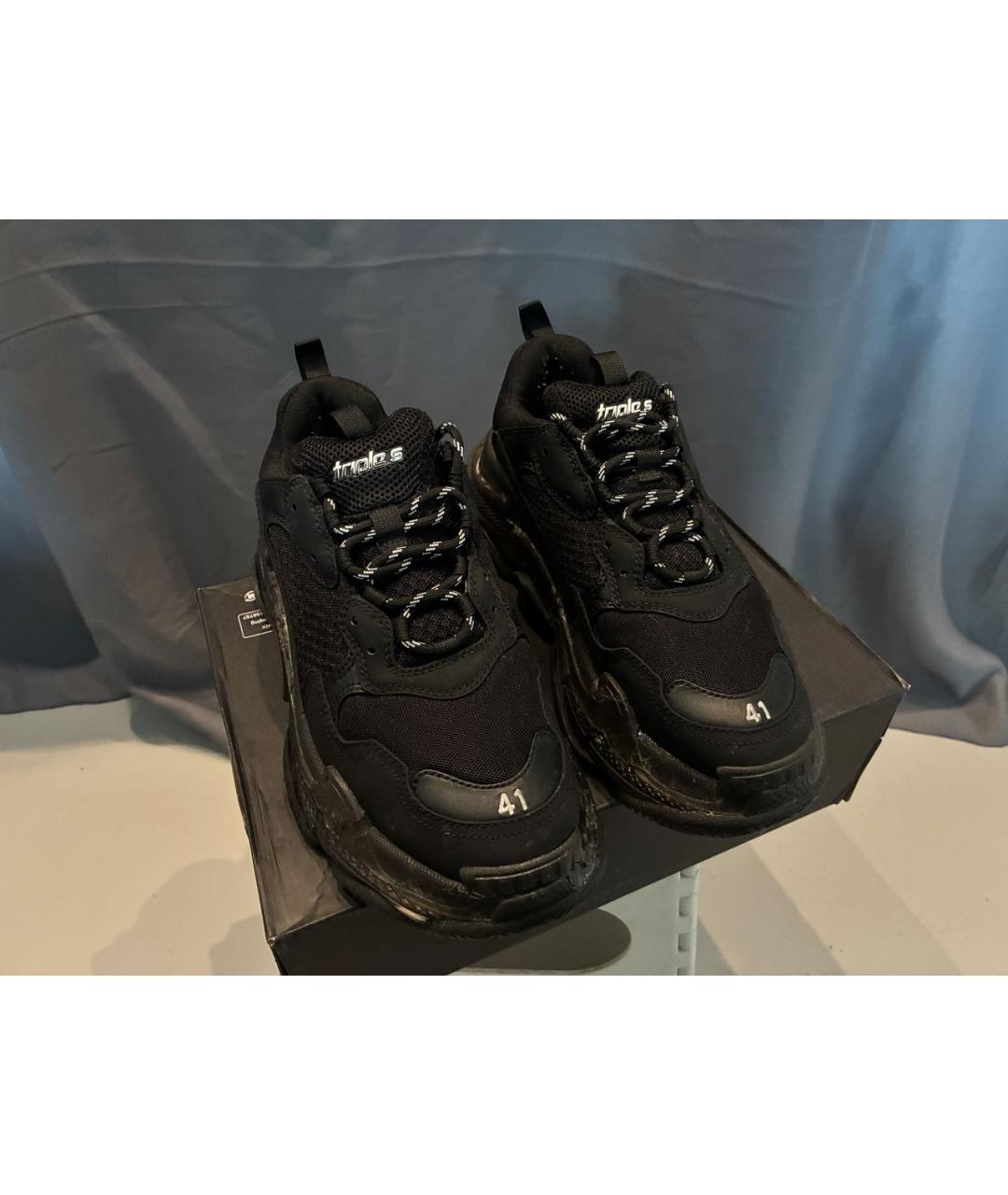 BALENCIAGA Черные текстильные низкие кроссовки / кеды, фото 5