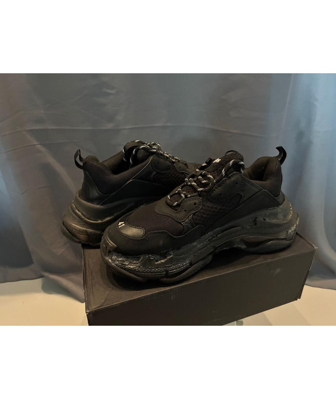 BALENCIAGA Черные текстильные низкие кроссовки / кеды, фото 8