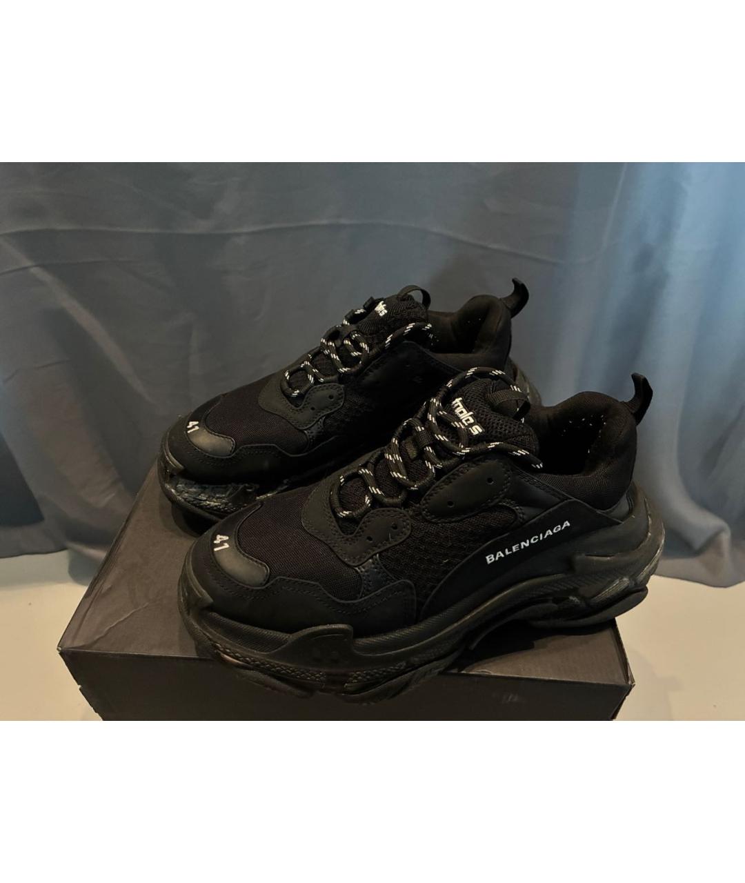 BALENCIAGA Черные текстильные низкие кроссовки / кеды, фото 6