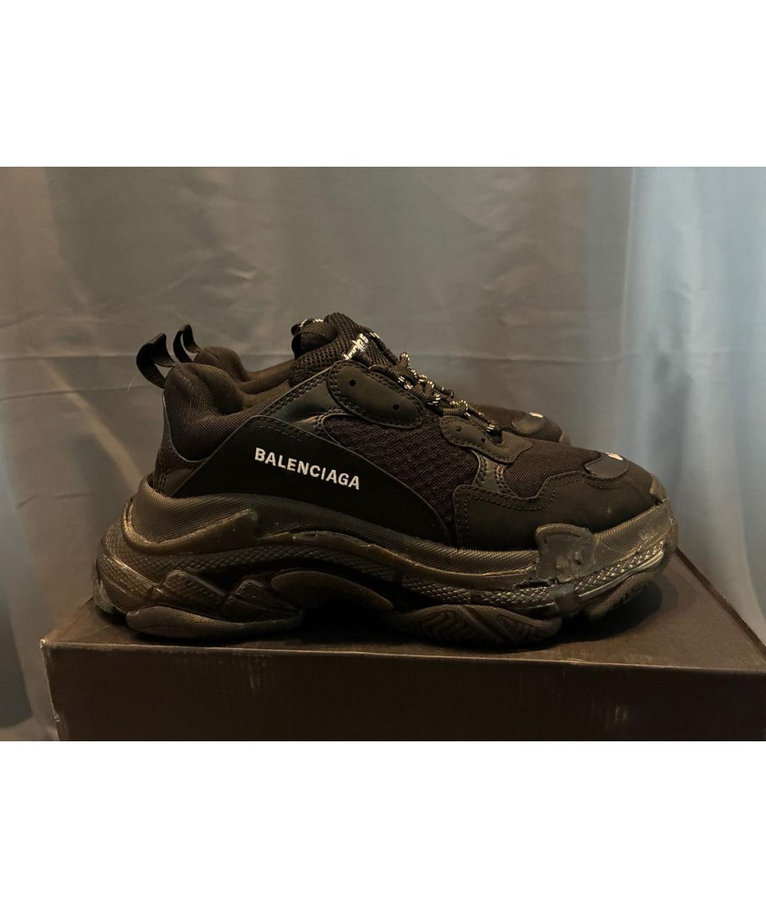 BALENCIAGA Черные текстильные низкие кроссовки / кеды, фото 9