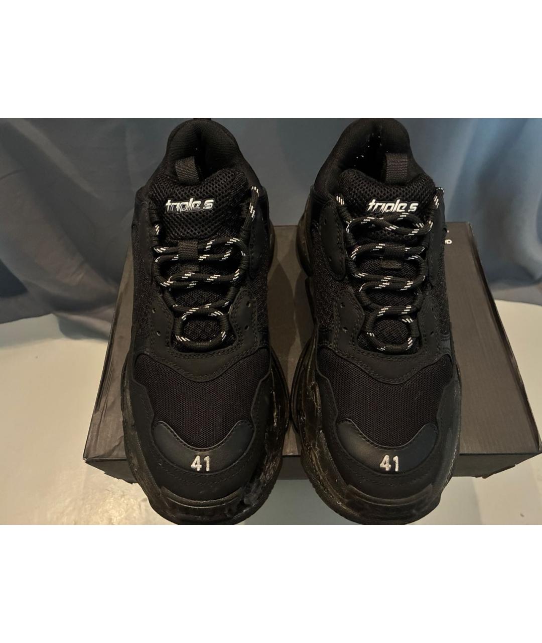 BALENCIAGA Черные текстильные низкие кроссовки / кеды, фото 2