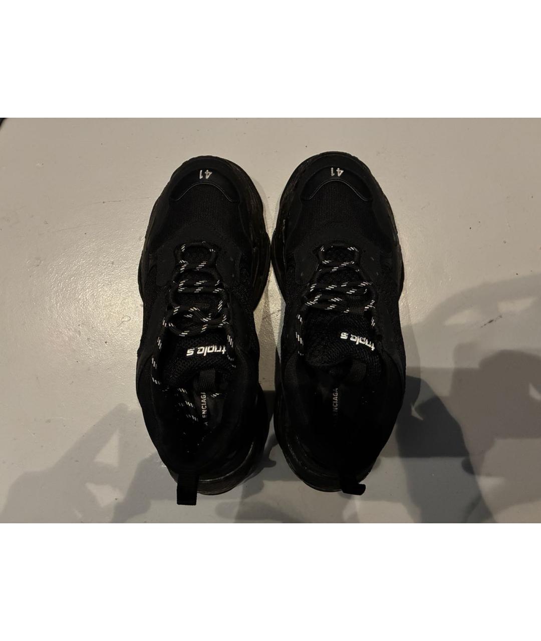 BALENCIAGA Черные текстильные низкие кроссовки / кеды, фото 3