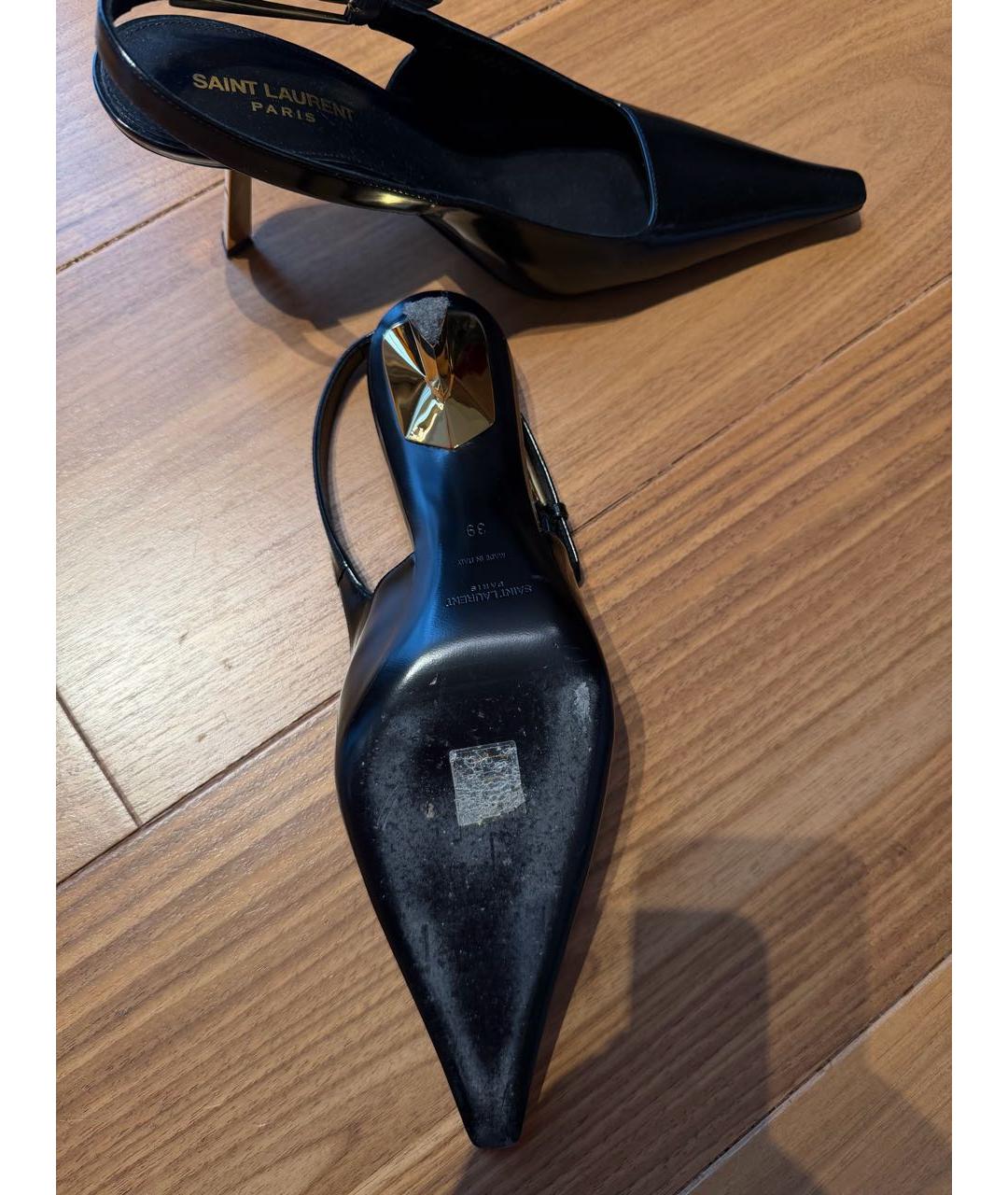 SAINT LAURENT Черные кожаные туфли, фото 4