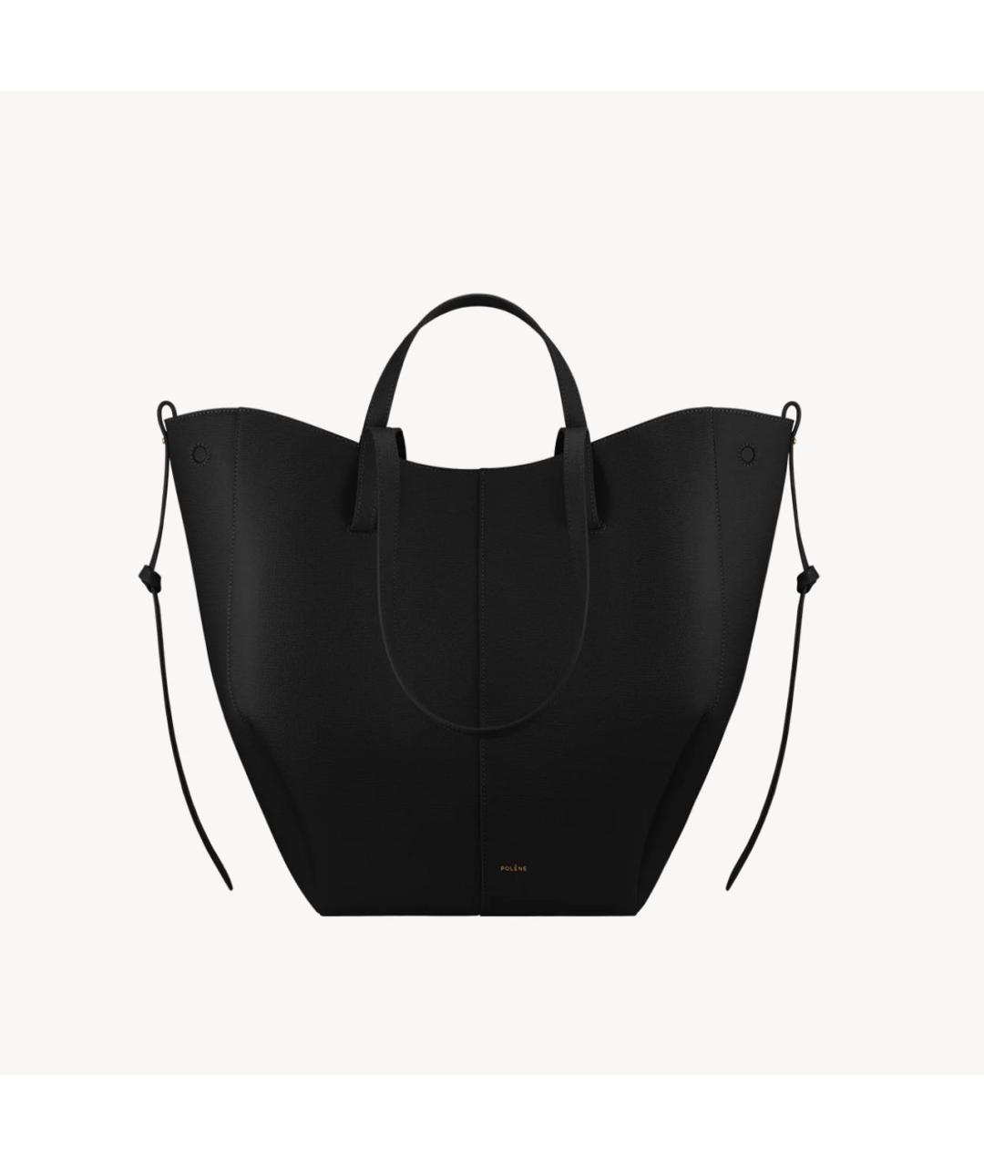 POLENE Черная кожаная сумка тоут, фото 4