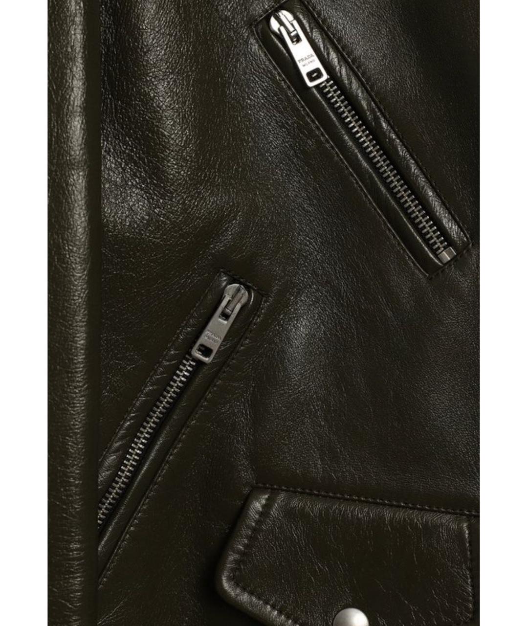 PRADA Зеленая кожаная куртка, фото 3