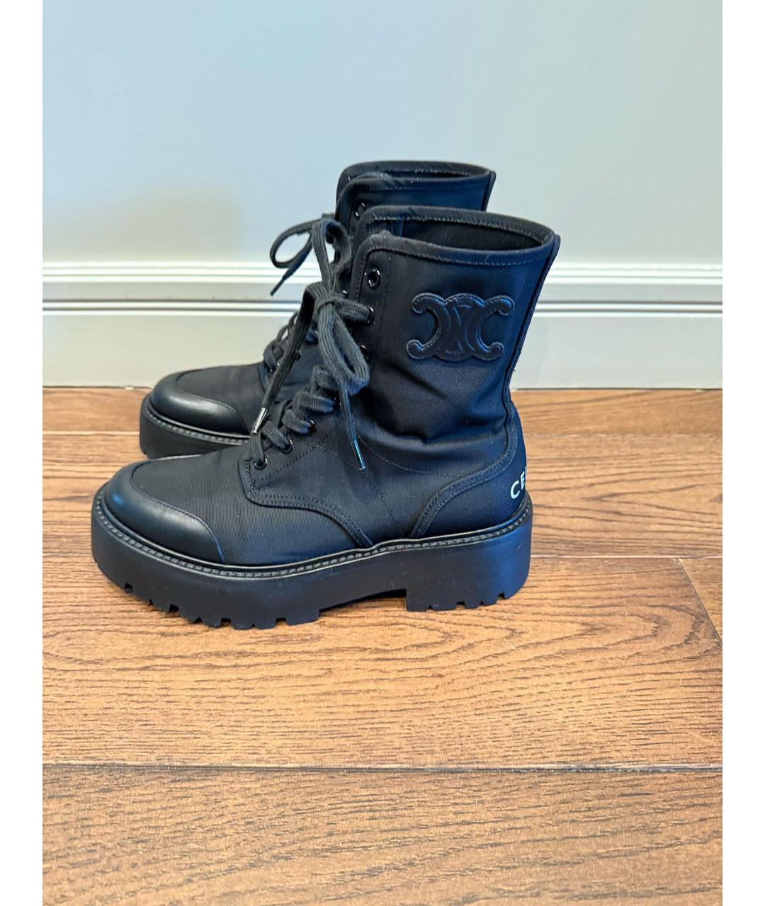 CELINE Черные текстильные ботинки, фото 7